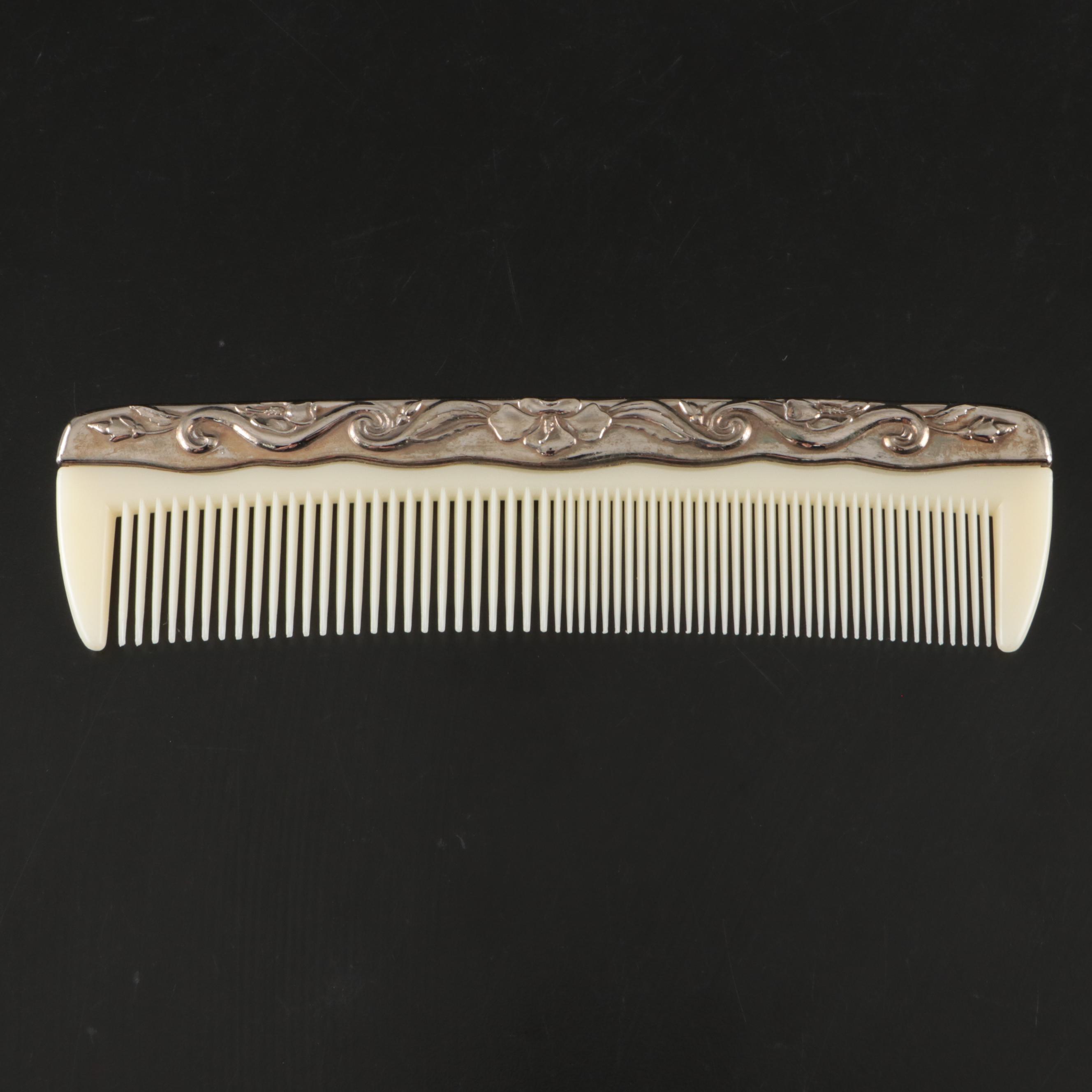 Silver Plate Vanity Set, Sessions Porcelain Clock, and More Vintage Vanity Décor