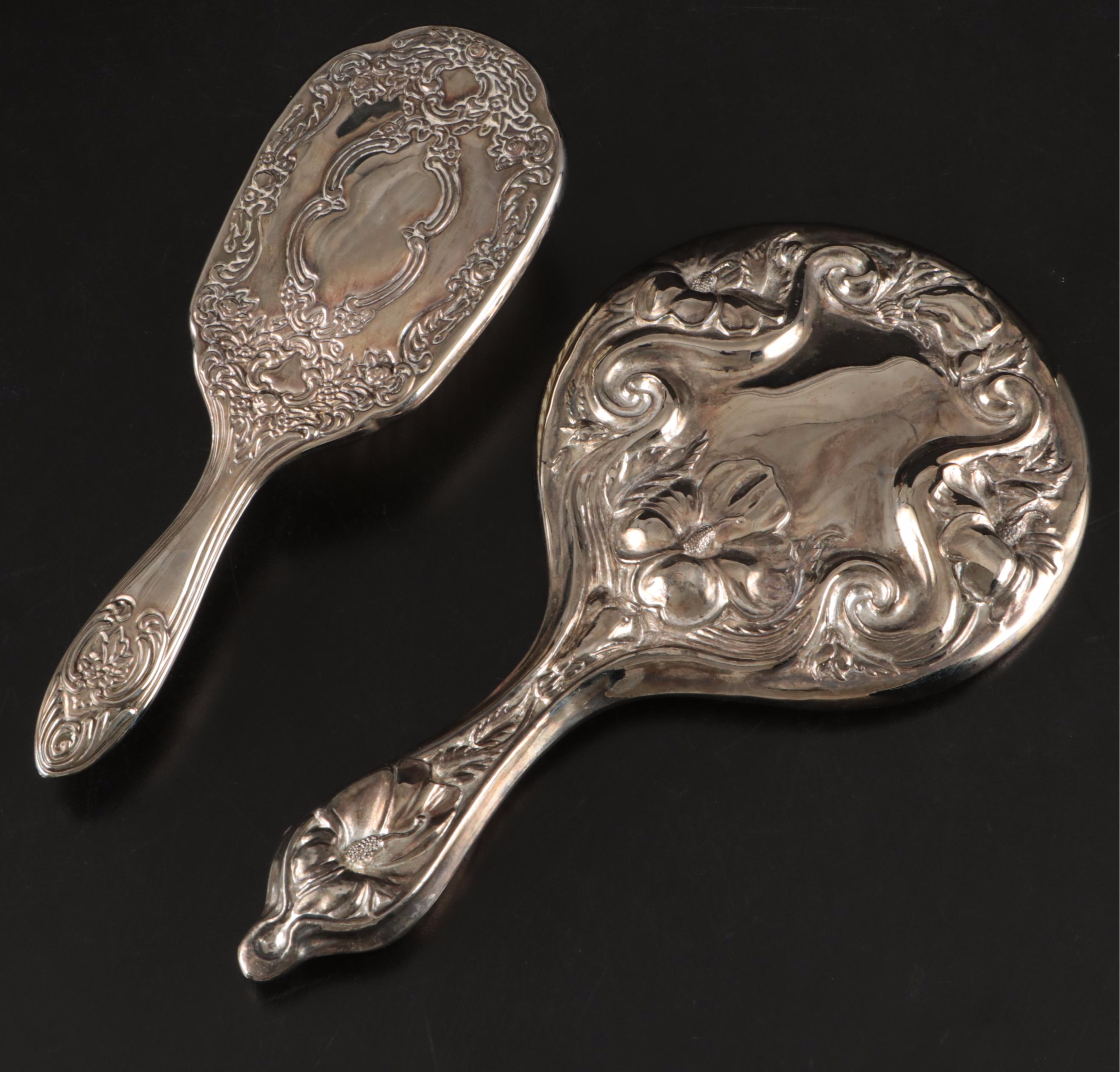 Silver Plate Vanity Set, Sessions Porcelain Clock, and More Vintage Vanity Décor