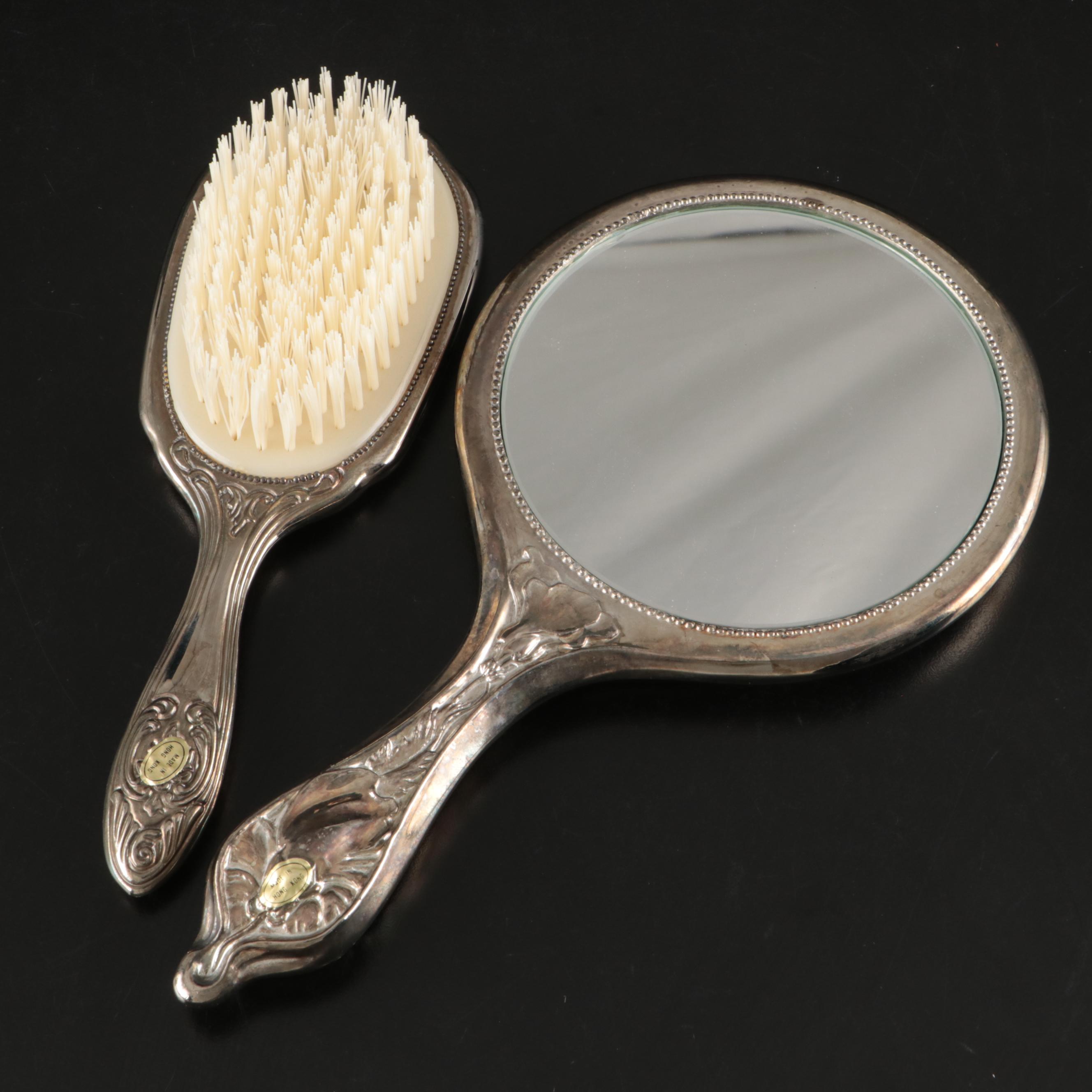 Silver Plate Vanity Set, Sessions Porcelain Clock, and More Vintage Vanity Décor