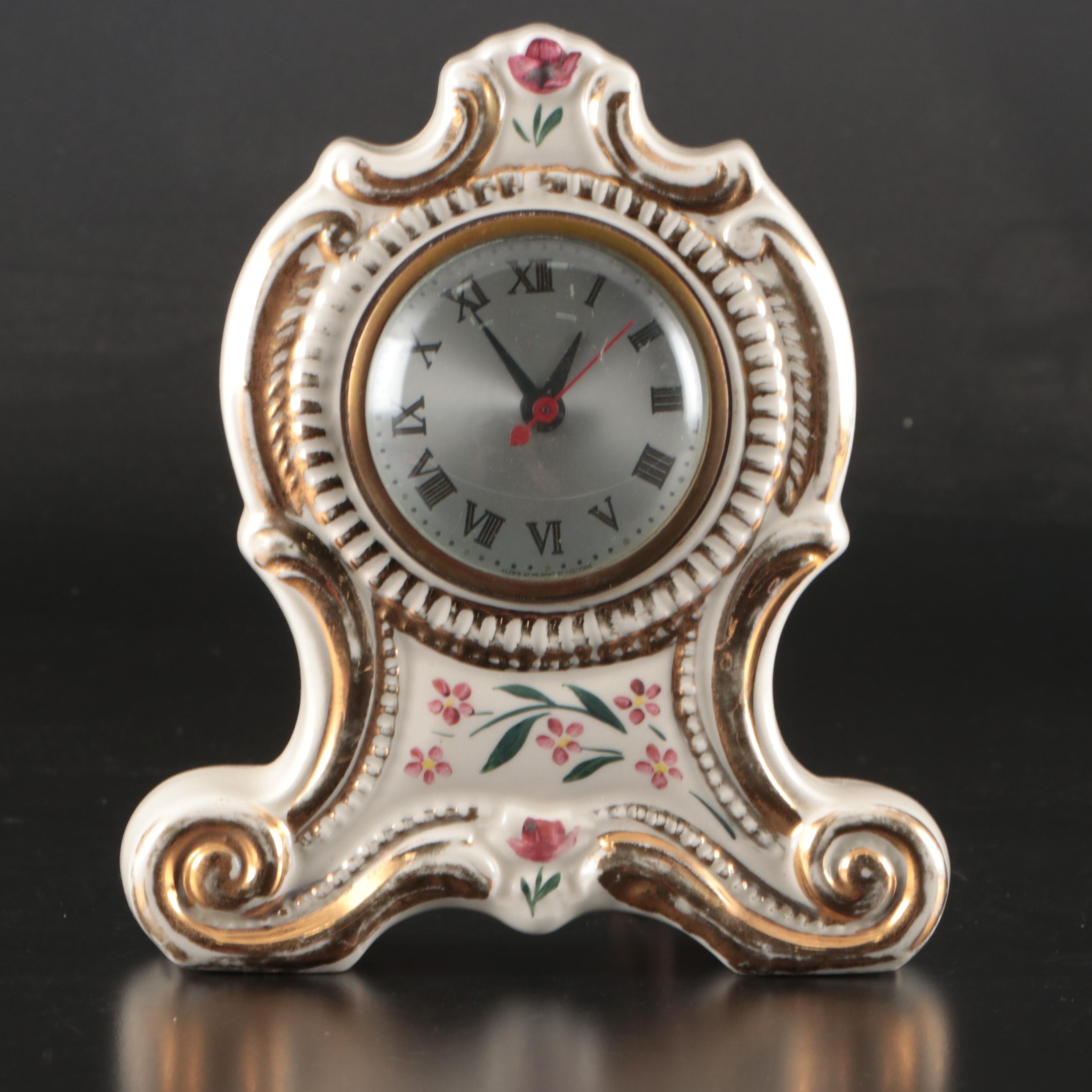 Silver Plate Vanity Set, Sessions Porcelain Clock, and More Vintage Vanity Décor