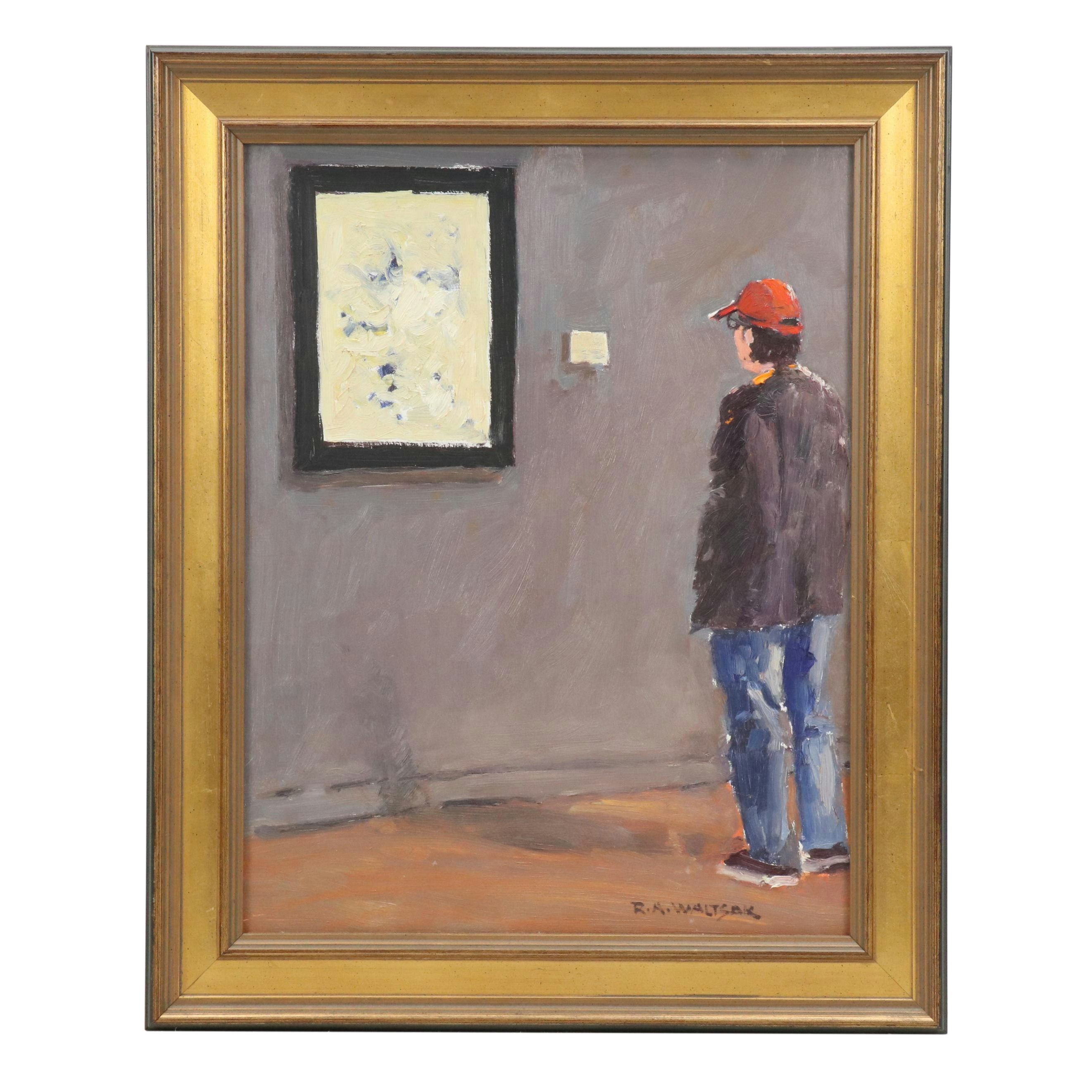 Robert Waltsak Oil Painting of Figure in Gallery "The Met," 2018