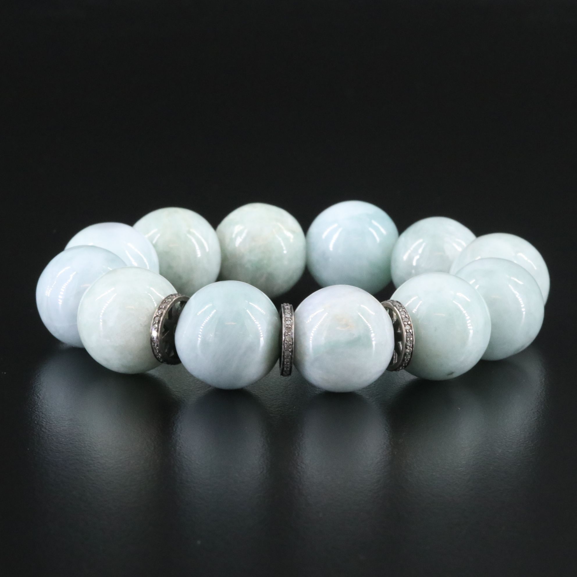 Sheryl Lowe Sterling Aquamarine and Diamond Bracelet