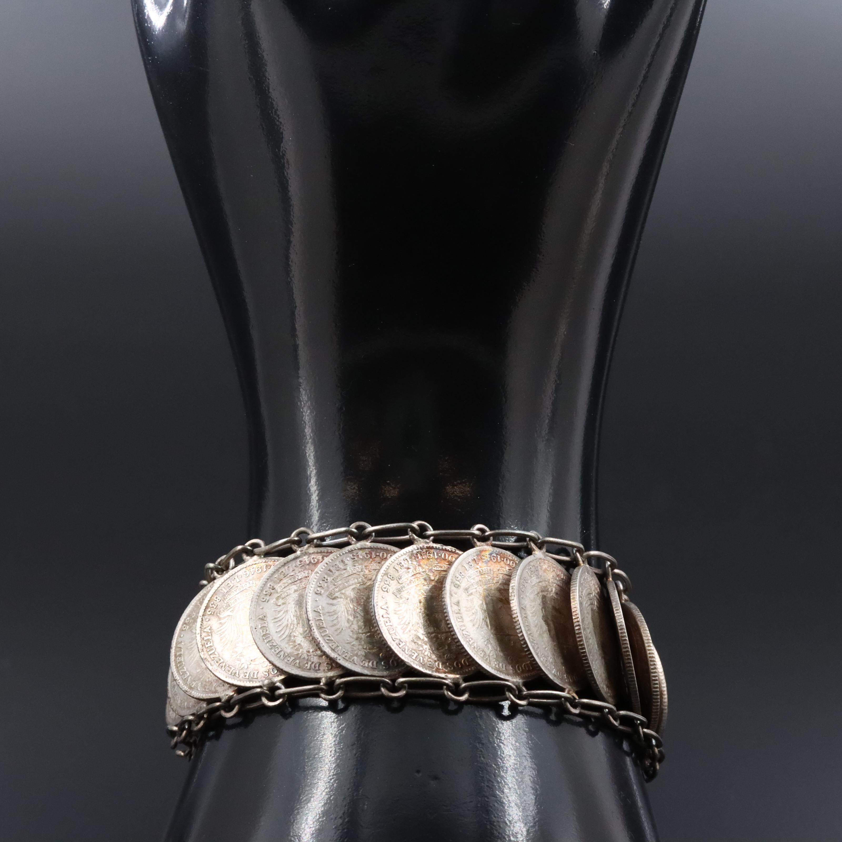 1940s Sterling Coin Bracelet
