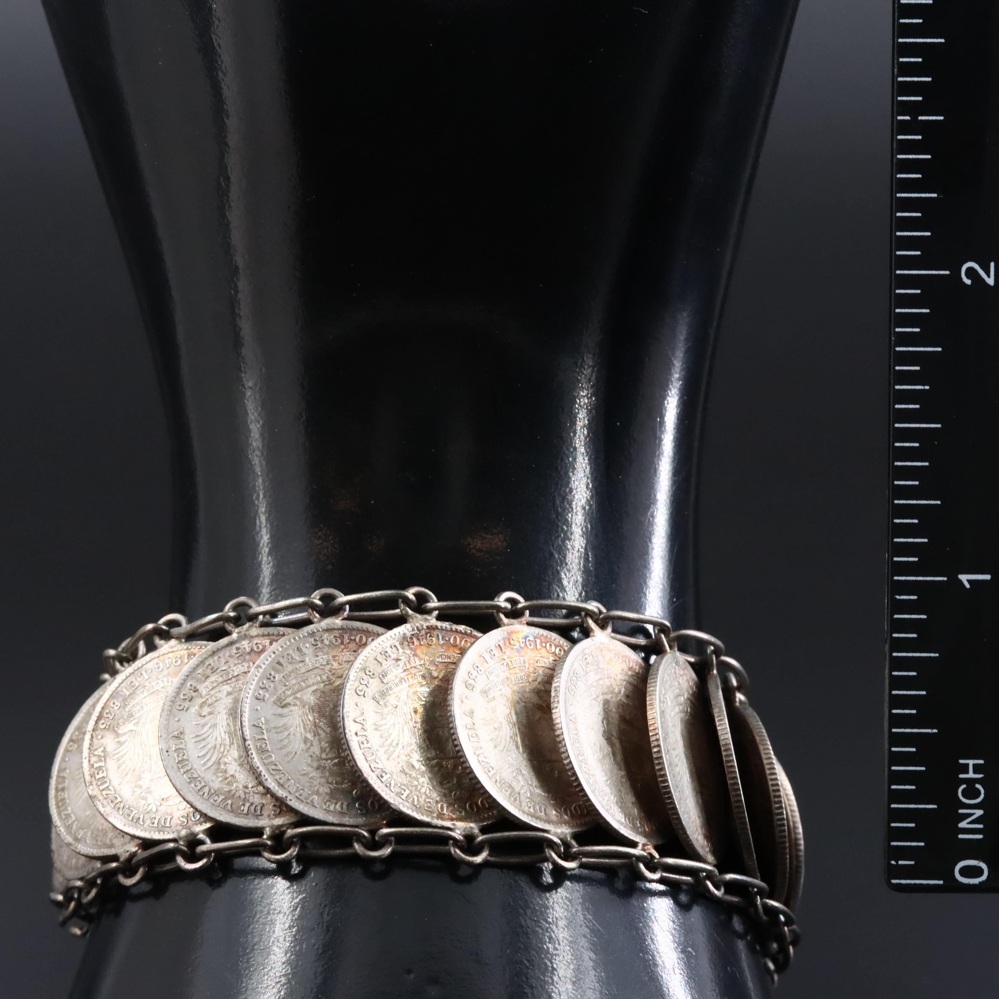 1940s Sterling Coin Bracelet