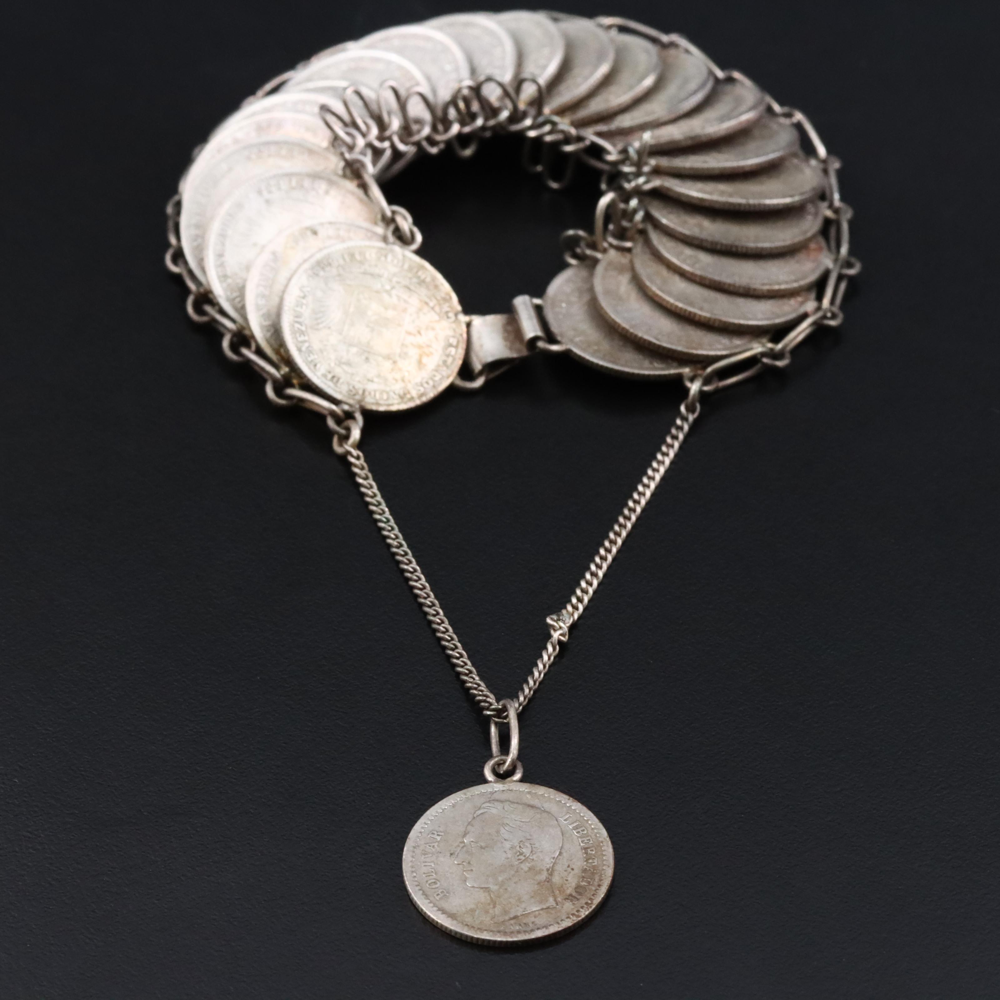 1940s Sterling Coin Bracelet