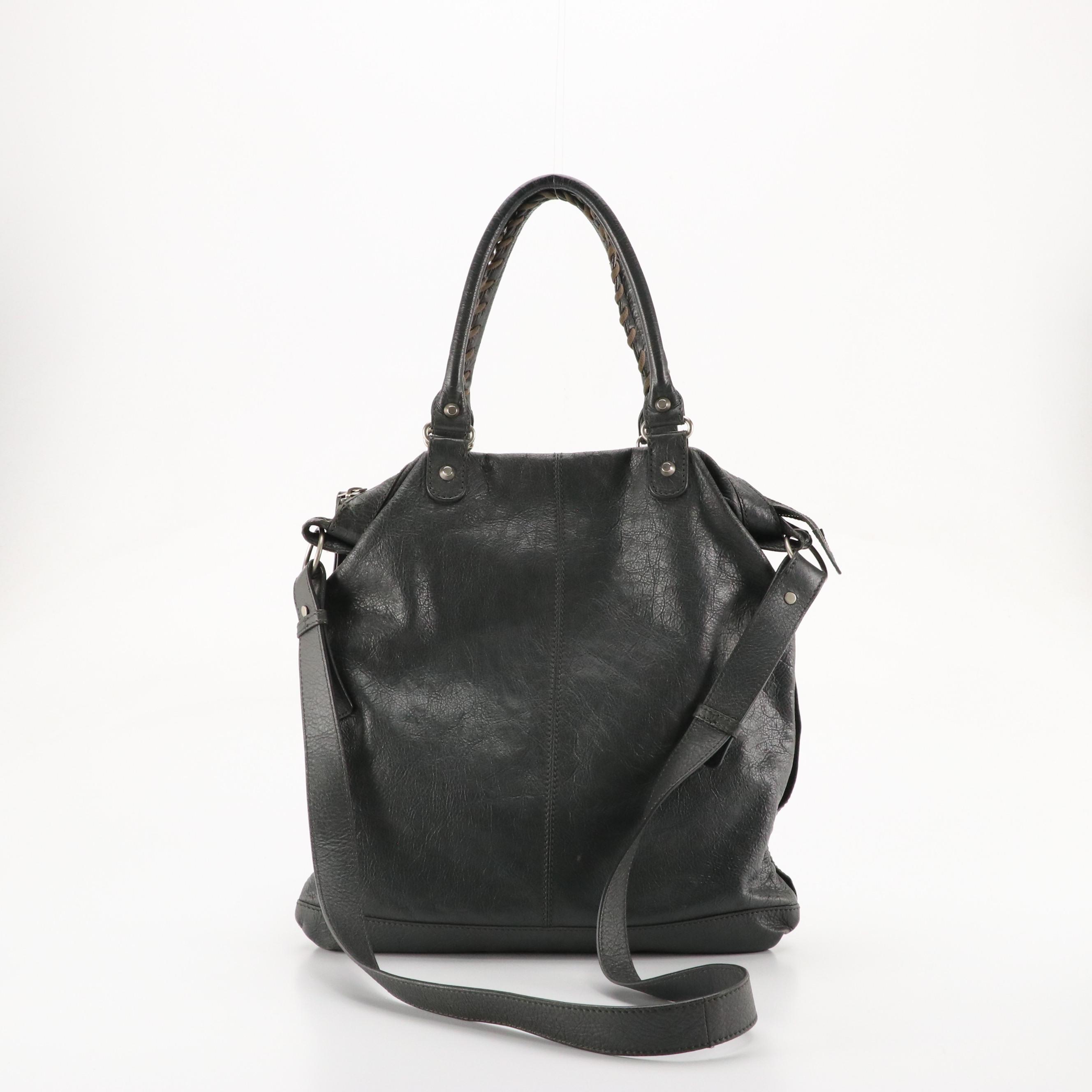 Balenciaga Studded Grey Textured Leather Two-Way Tote Bag