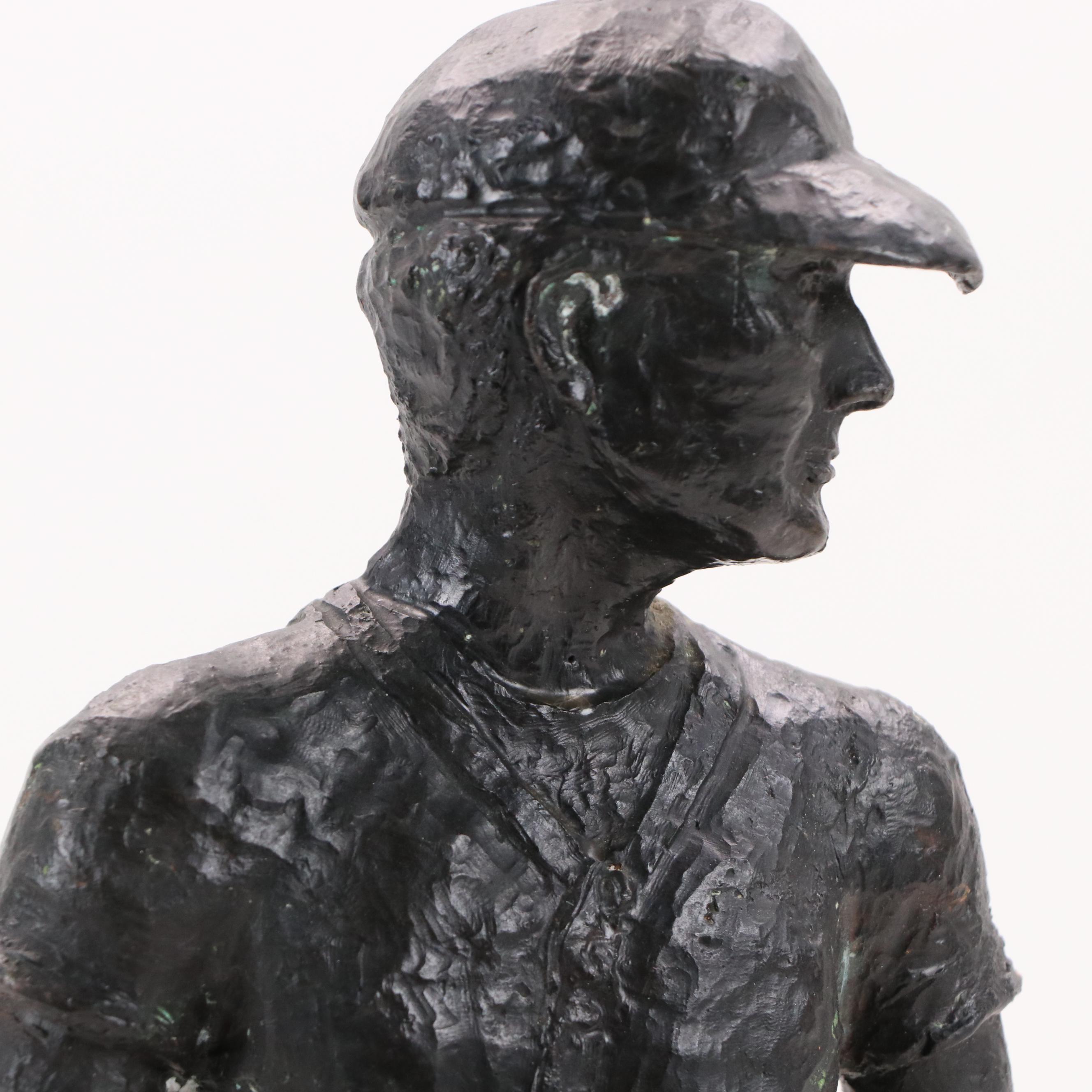 Margaret Gates Cast Bronze Sculpture of Baseball Pitcher, 20th Century