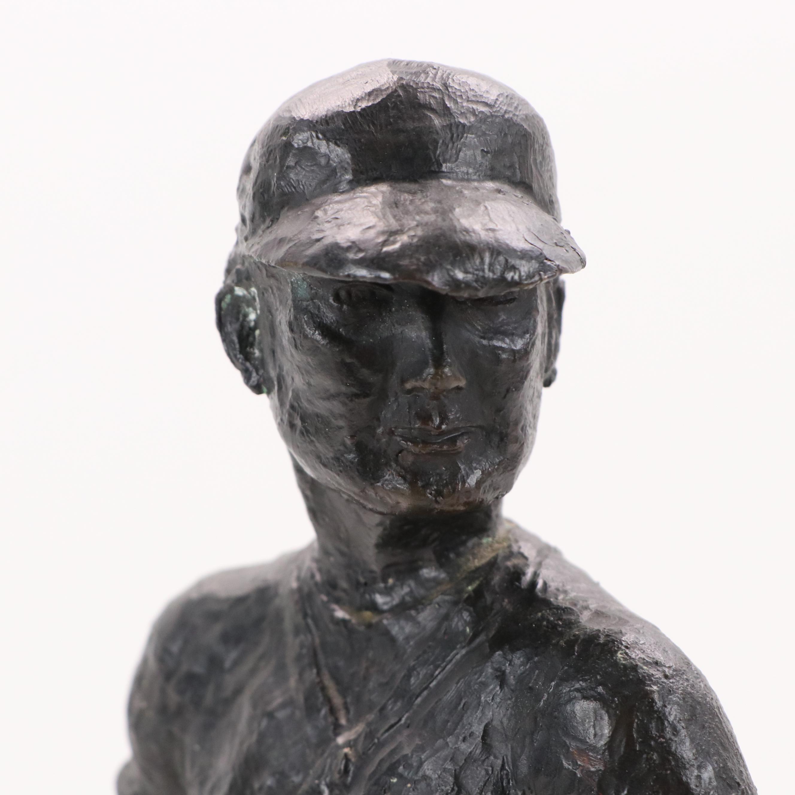 Margaret Gates Cast Bronze Sculpture of Baseball Pitcher, 20th Century