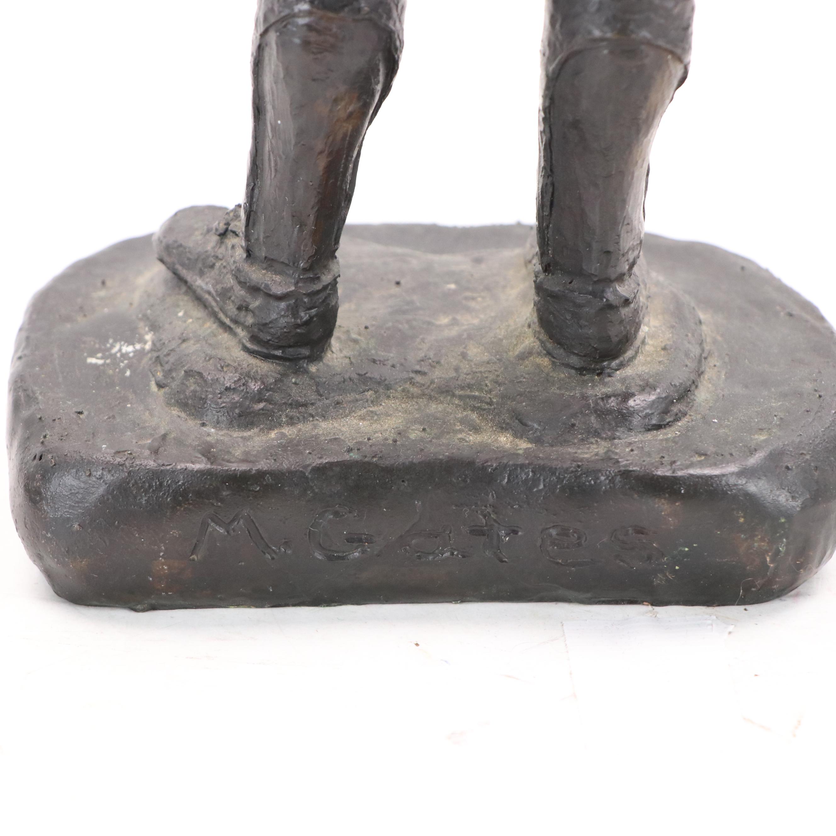 Margaret Gates Cast Bronze Sculpture of Baseball Pitcher, 20th Century
