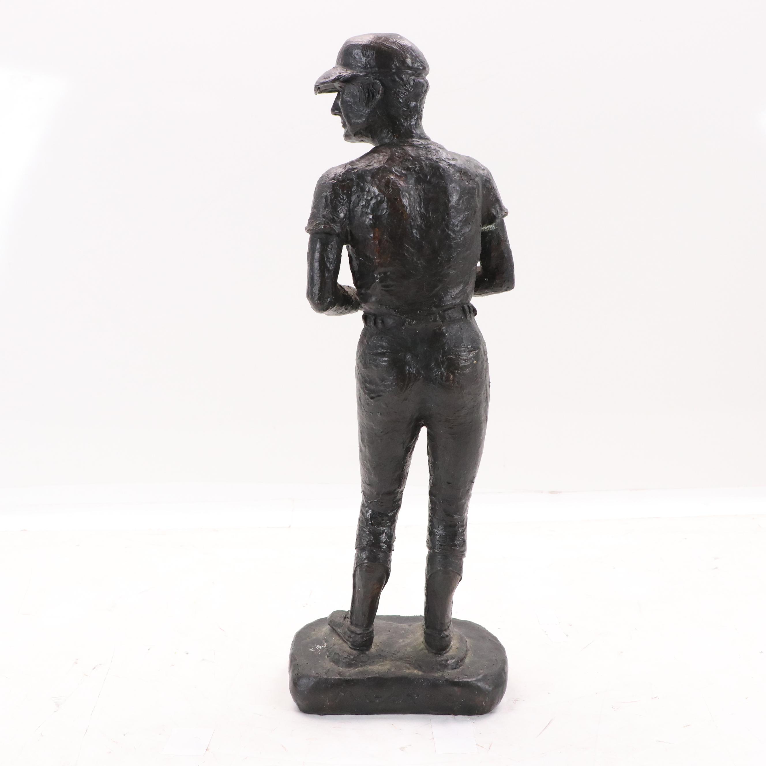 Margaret Gates Cast Bronze Sculpture of Baseball Pitcher, 20th Century