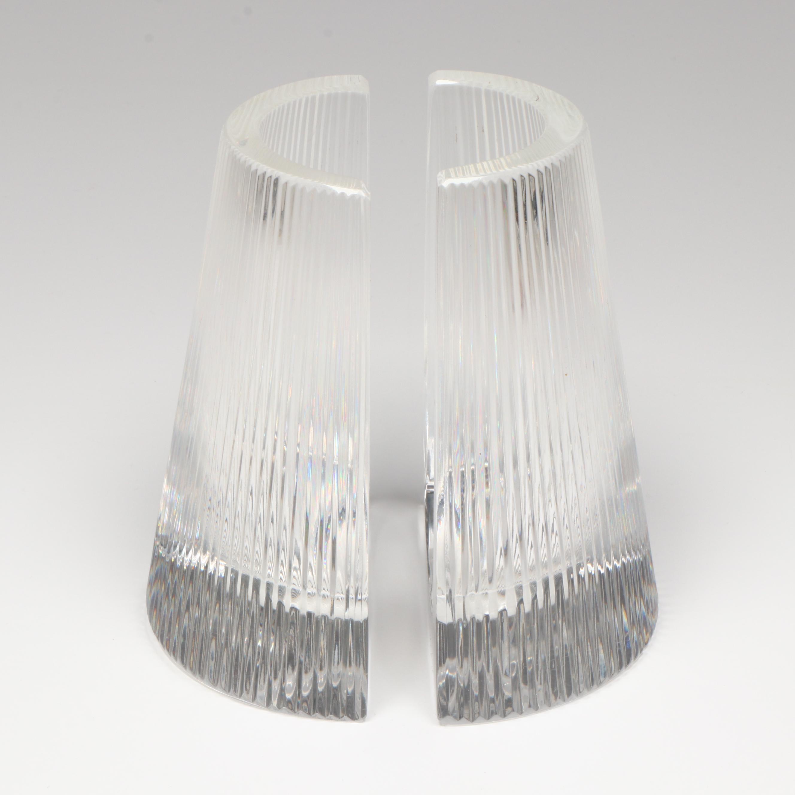 Gerald Gulotta Atlantis Crystal Bookends With Mikasa Crystal & Soga Art Glass