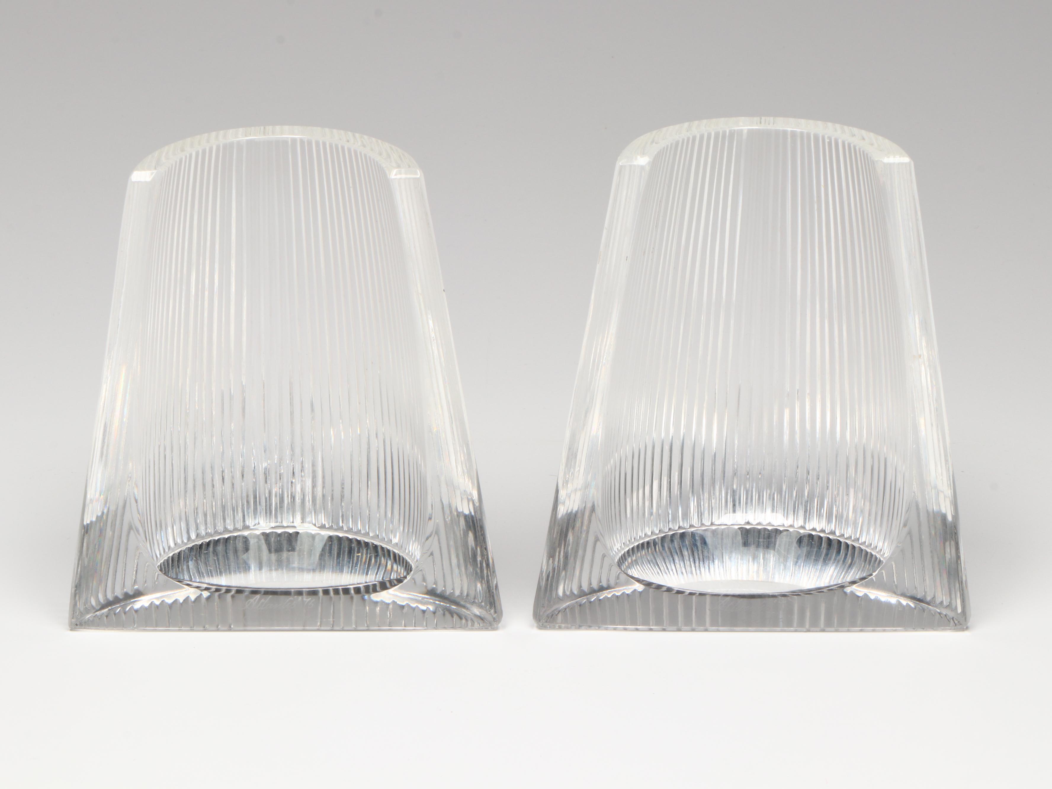 Gerald Gulotta Atlantis Crystal Bookends With Mikasa Crystal & Soga Art Glass
