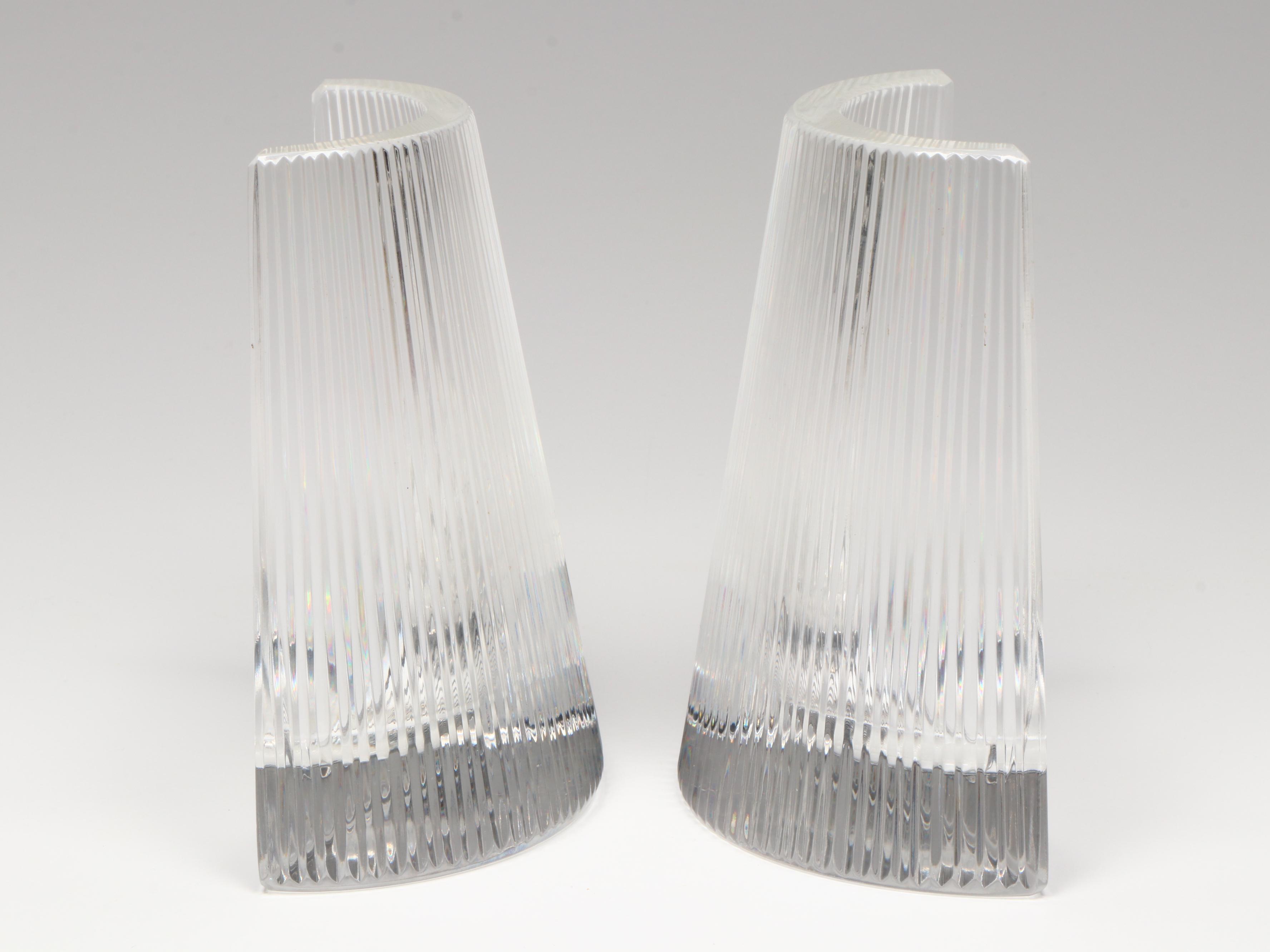 Gerald Gulotta Atlantis Crystal Bookends With Mikasa Crystal & Soga Art Glass