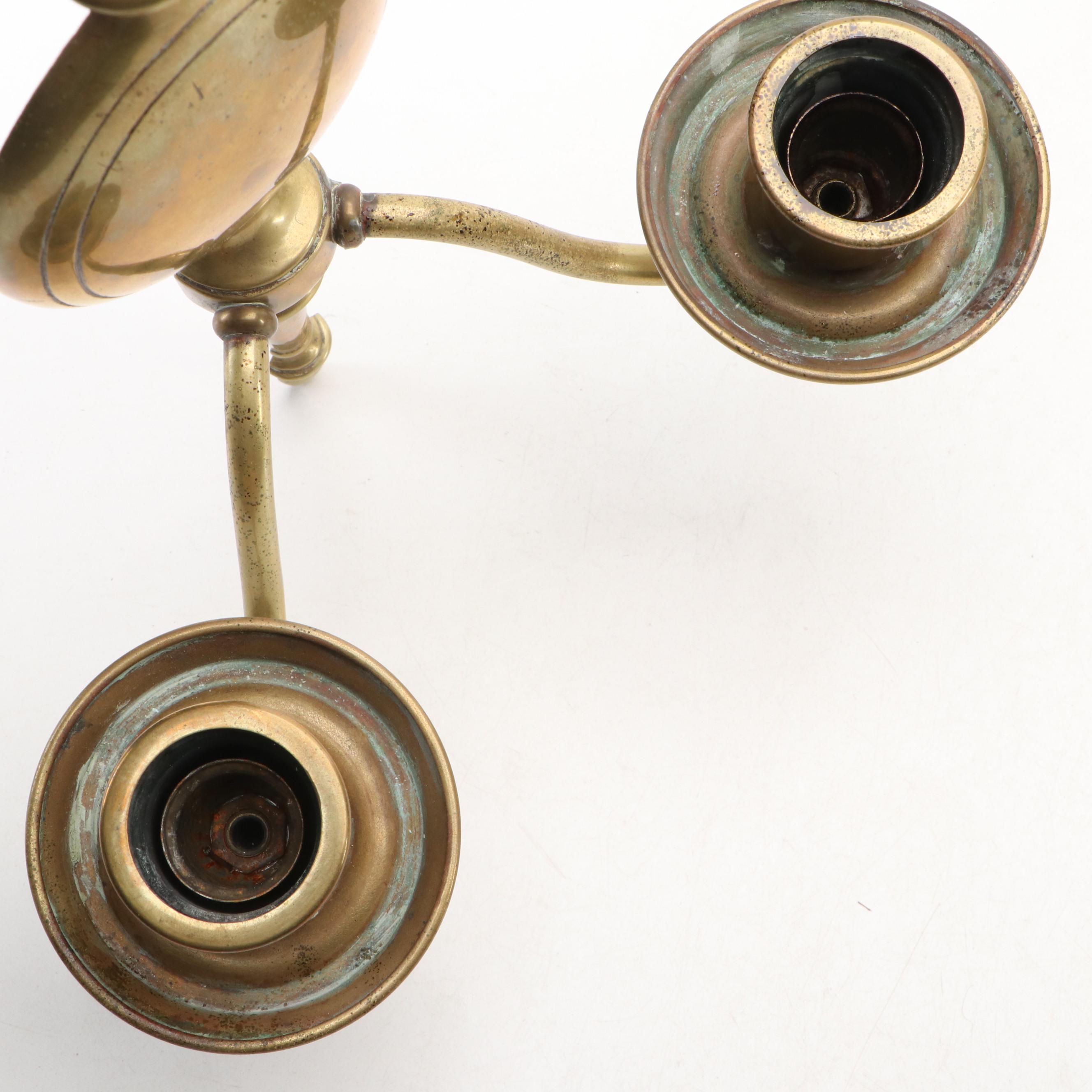 Pair of Federal Style Brass Wall Candle Sconces