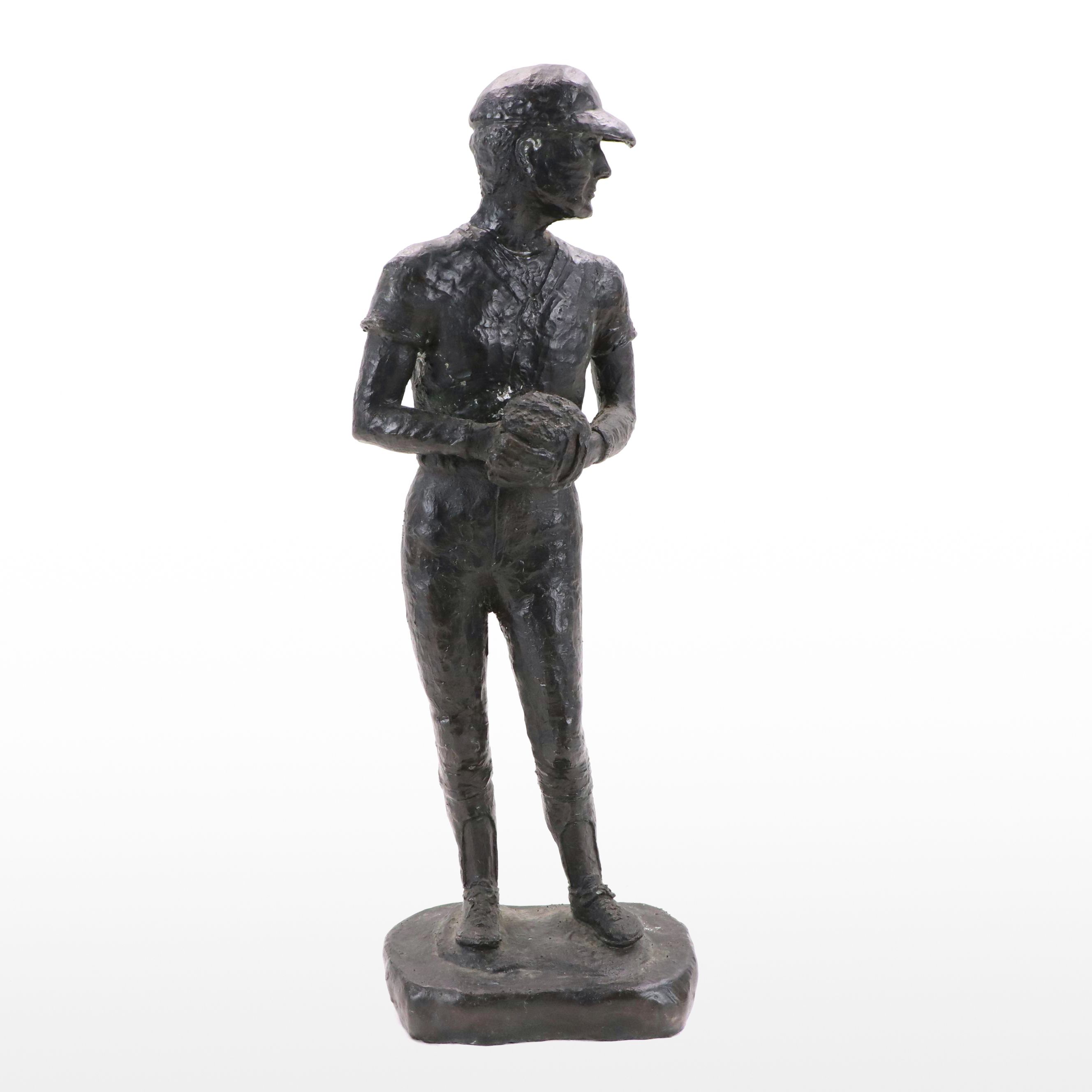 Margaret Gates Cast Bronze Sculpture of Baseball Pitcher, 20th Century
