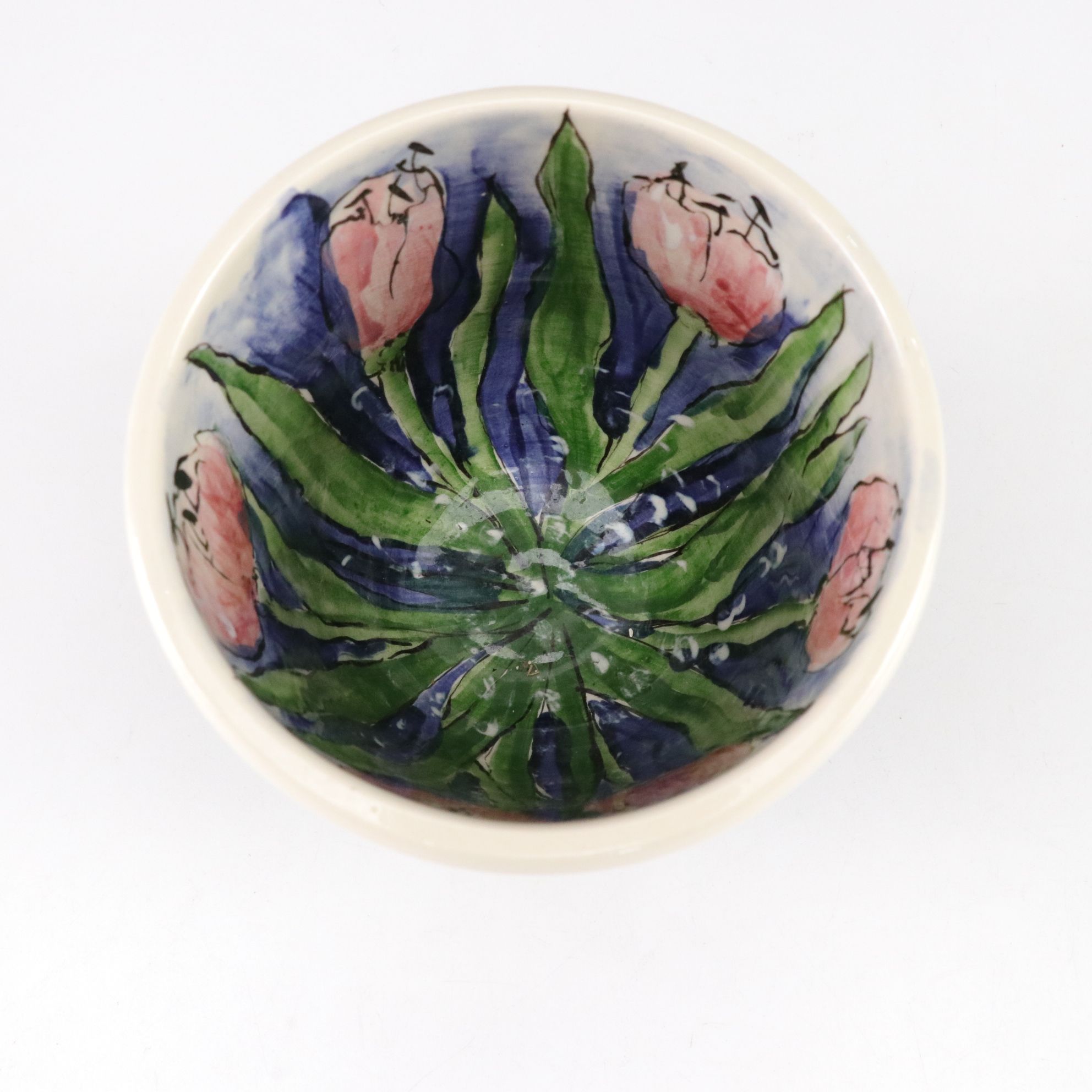 Connie Carlisle Hand-Painted Rabbits and Tulips Platter, Tray and Bowl, 1992