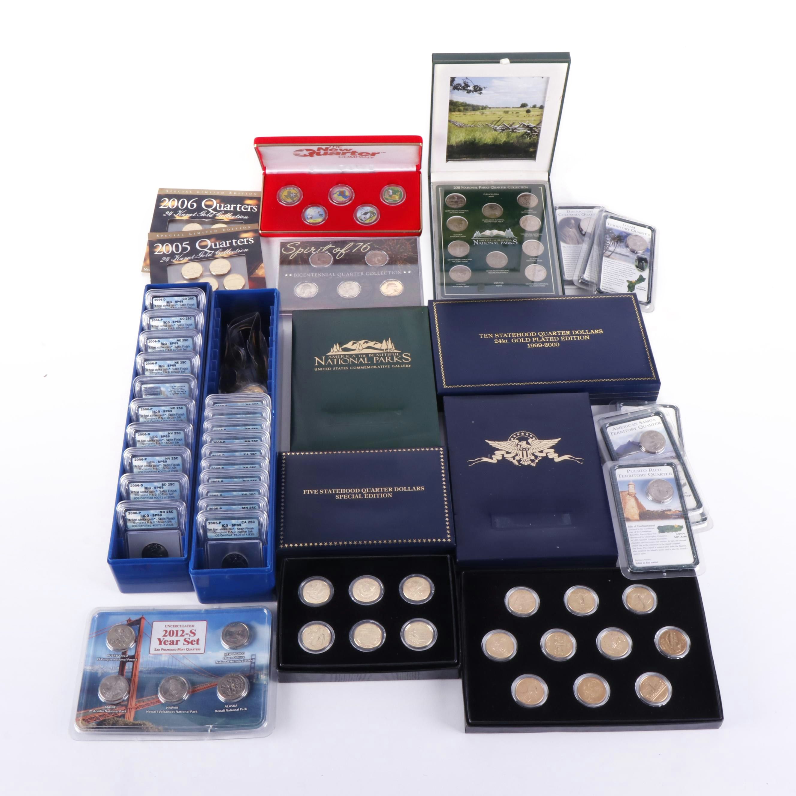 Collection of State Quarters in Eleven Specialty Sets and Loose