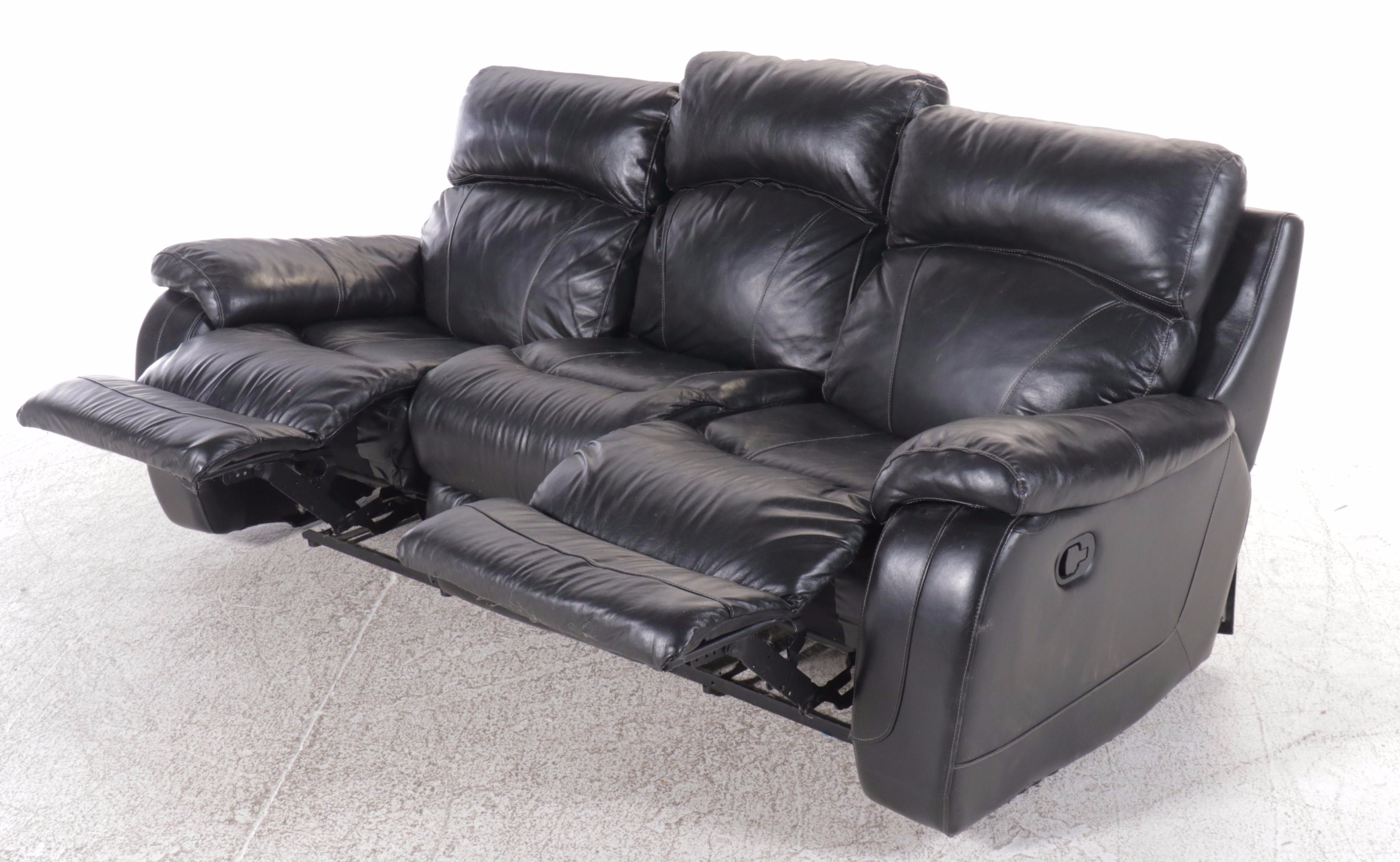 Black Faux Leather Reclining Sofa