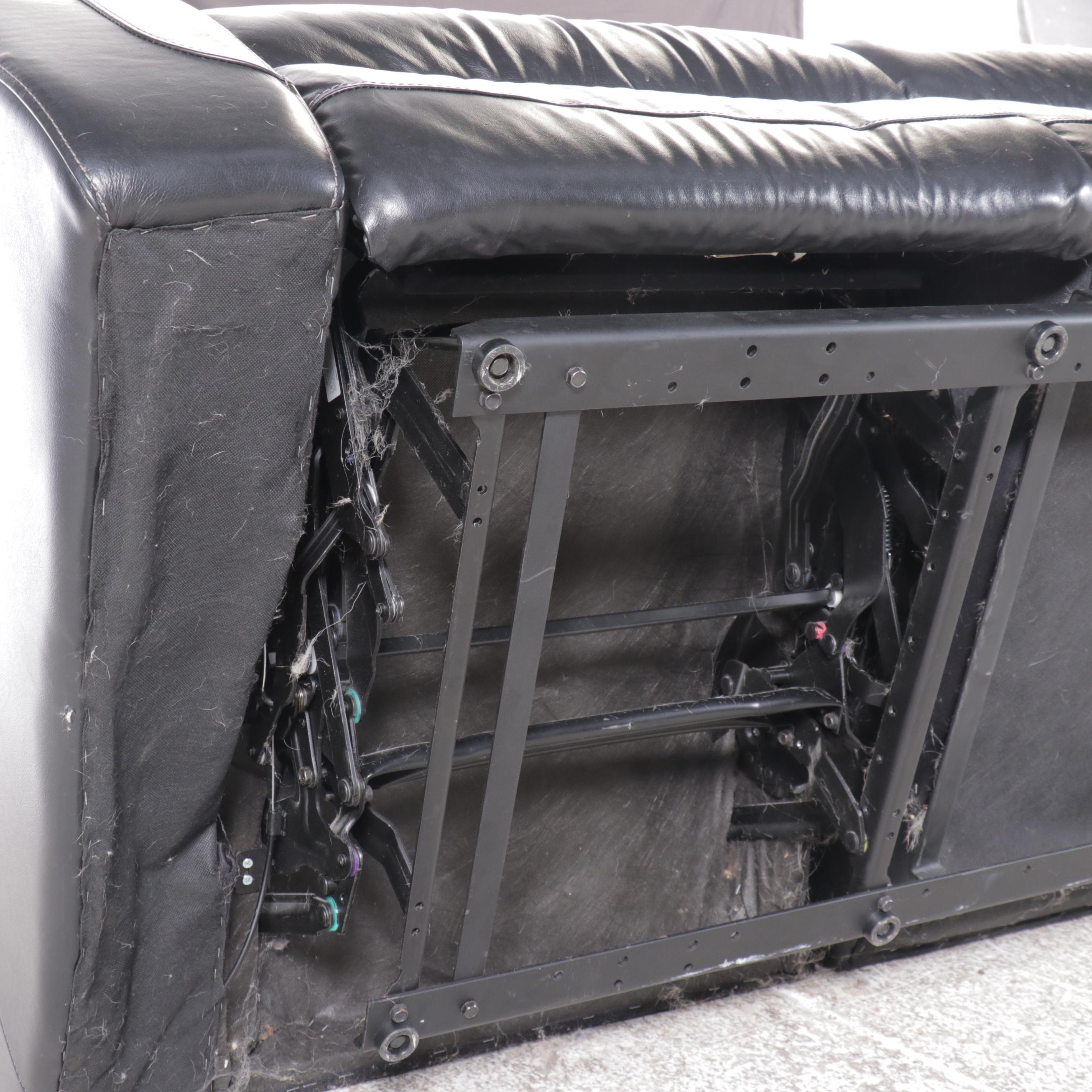 Black Faux Leather Reclining Sofa