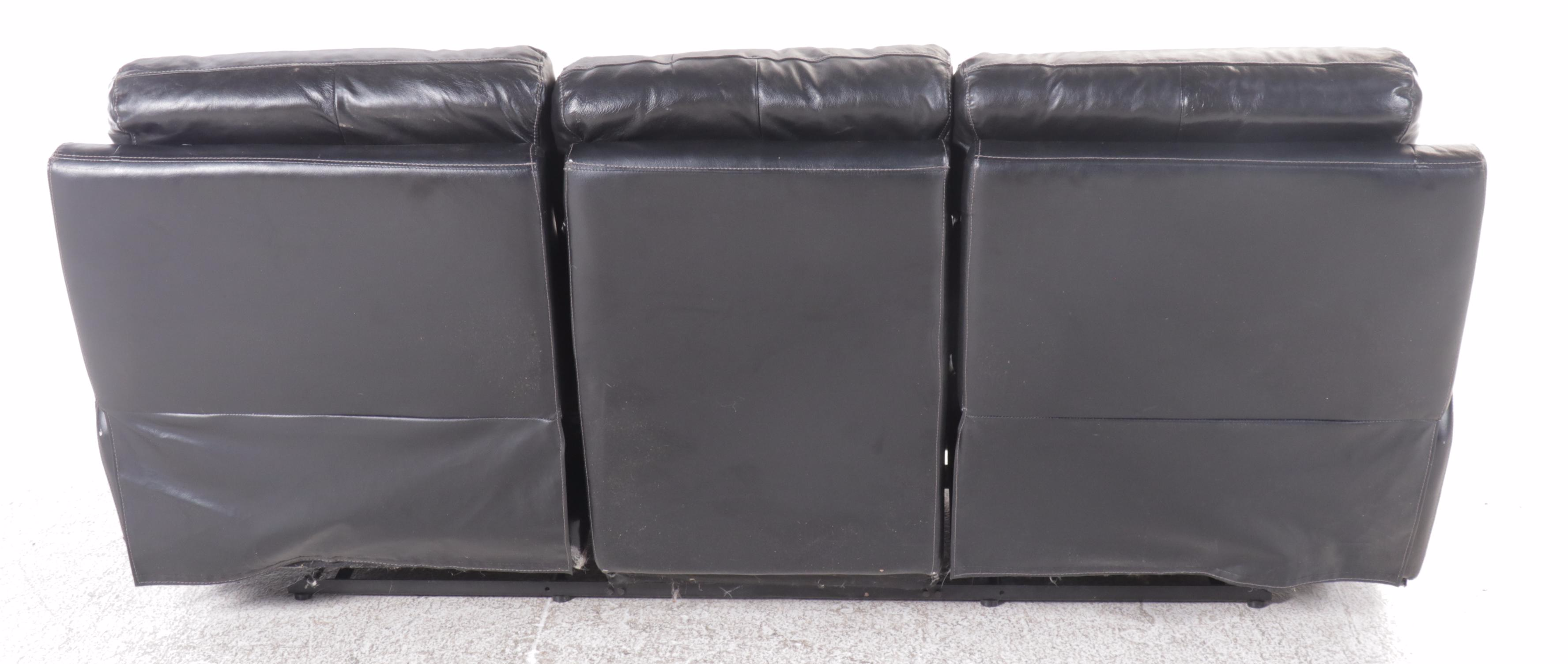 Black Faux Leather Reclining Sofa