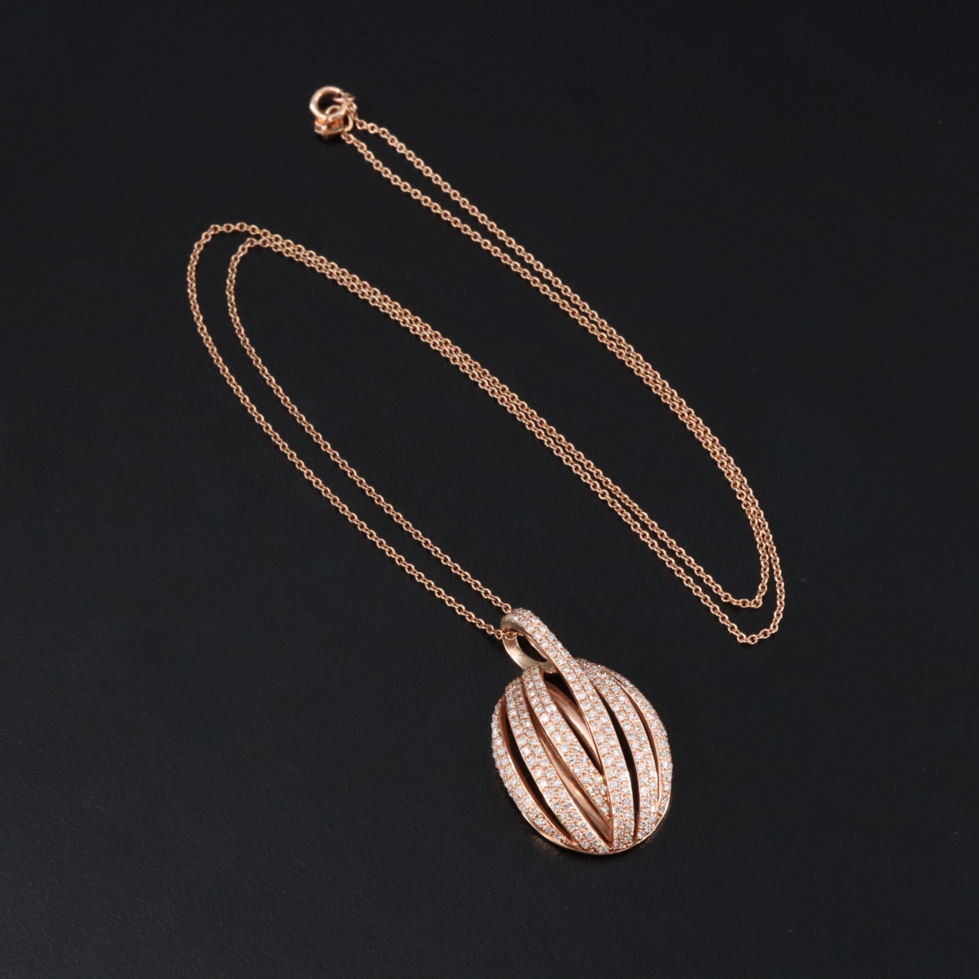 EFFY 14K Rose Gold 0.97 CTW Diamond Pendant Necklace