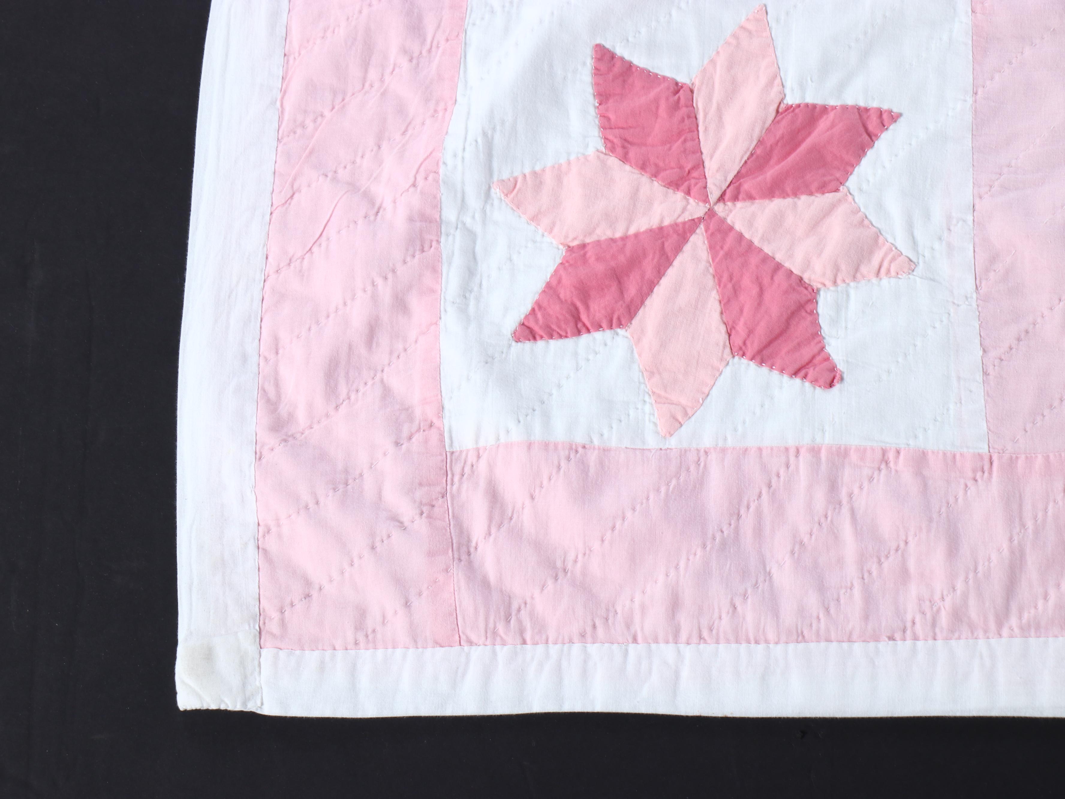 Hand-Pieced "Le Moyne Star" Quilt & "Victorian Crazy Quilt" Scrappy Pieced Quilt