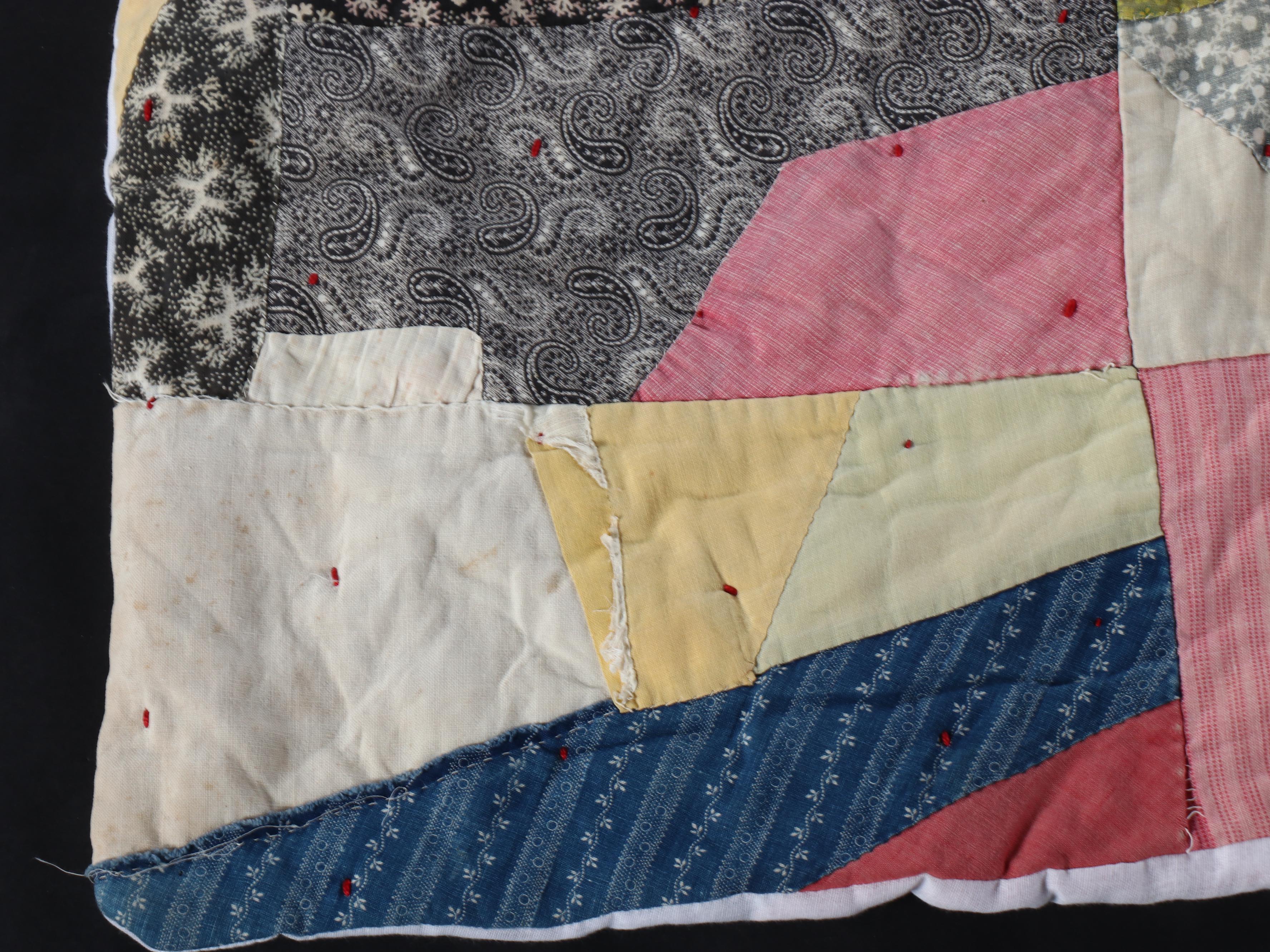 Hand-Pieced "Le Moyne Star" Quilt & "Victorian Crazy Quilt" Scrappy Pieced Quilt