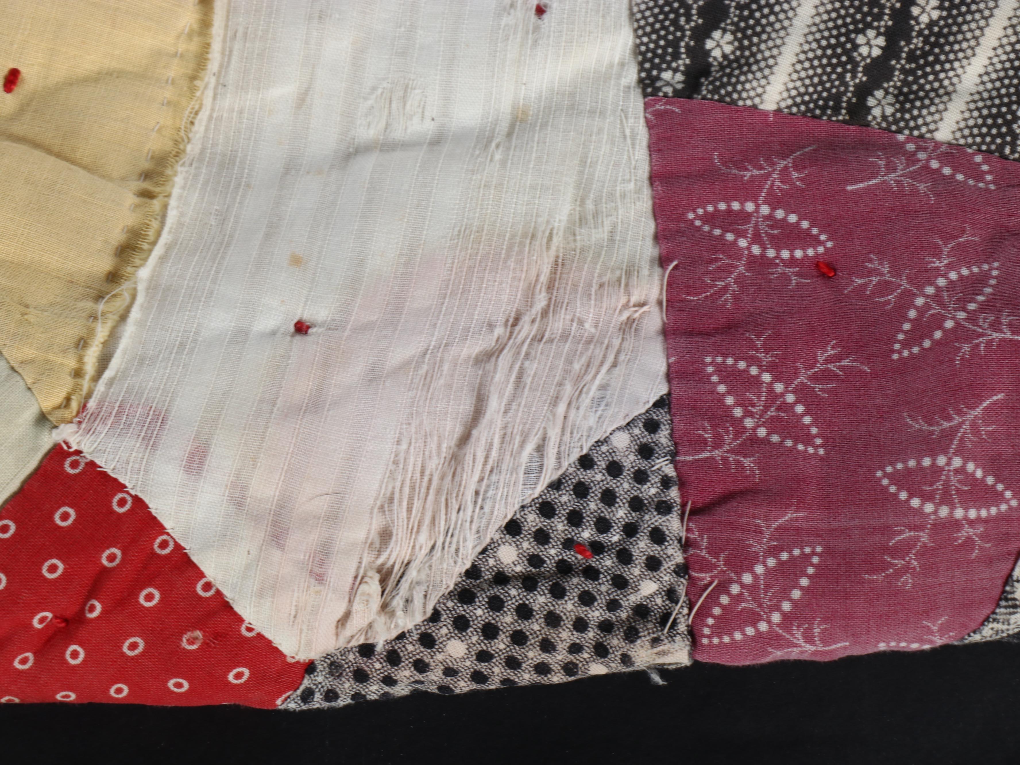 Hand-Pieced "Le Moyne Star" Quilt & "Victorian Crazy Quilt" Scrappy Pieced Quilt