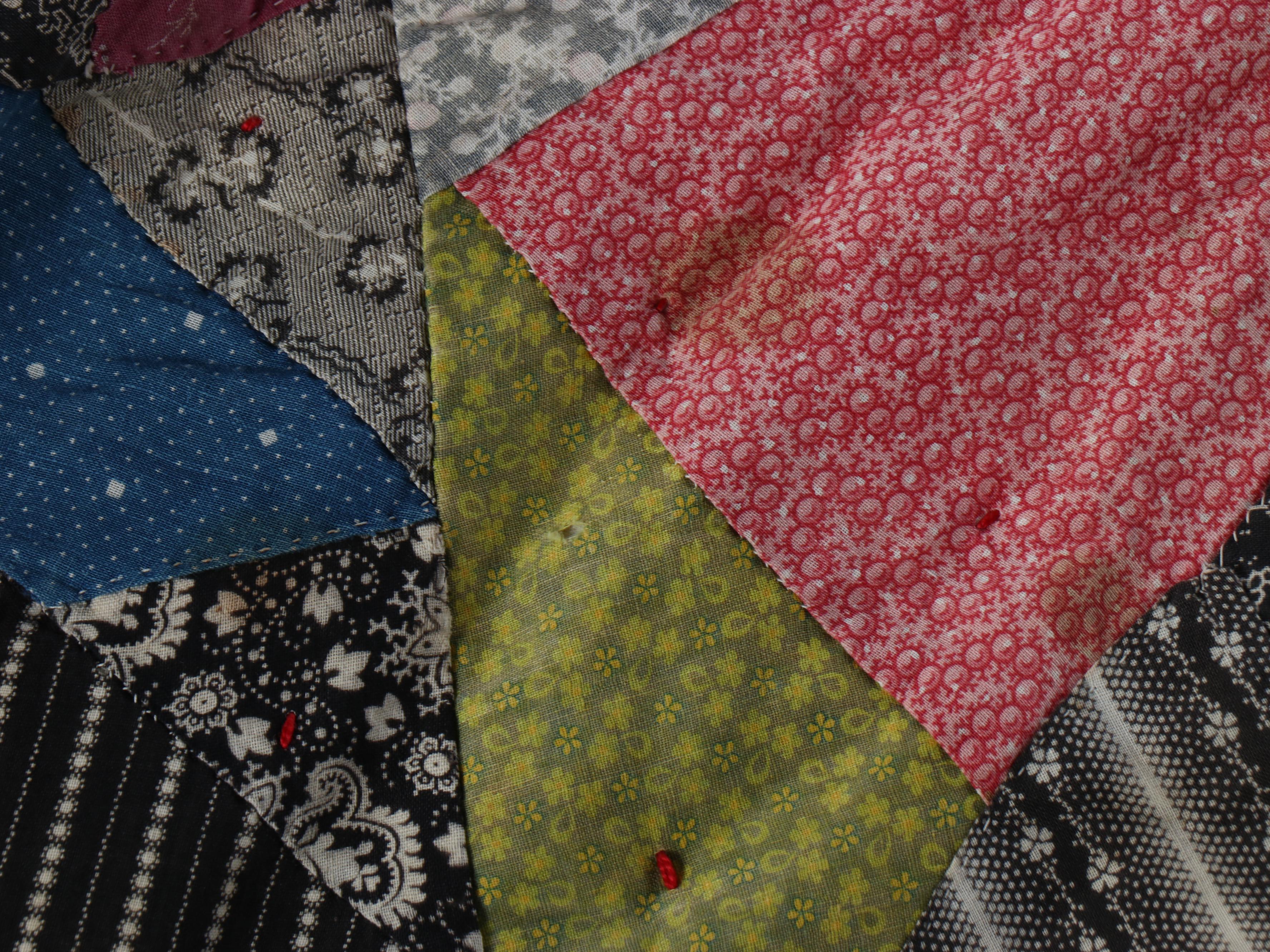 Hand-Pieced "Le Moyne Star" Quilt & "Victorian Crazy Quilt" Scrappy Pieced Quilt