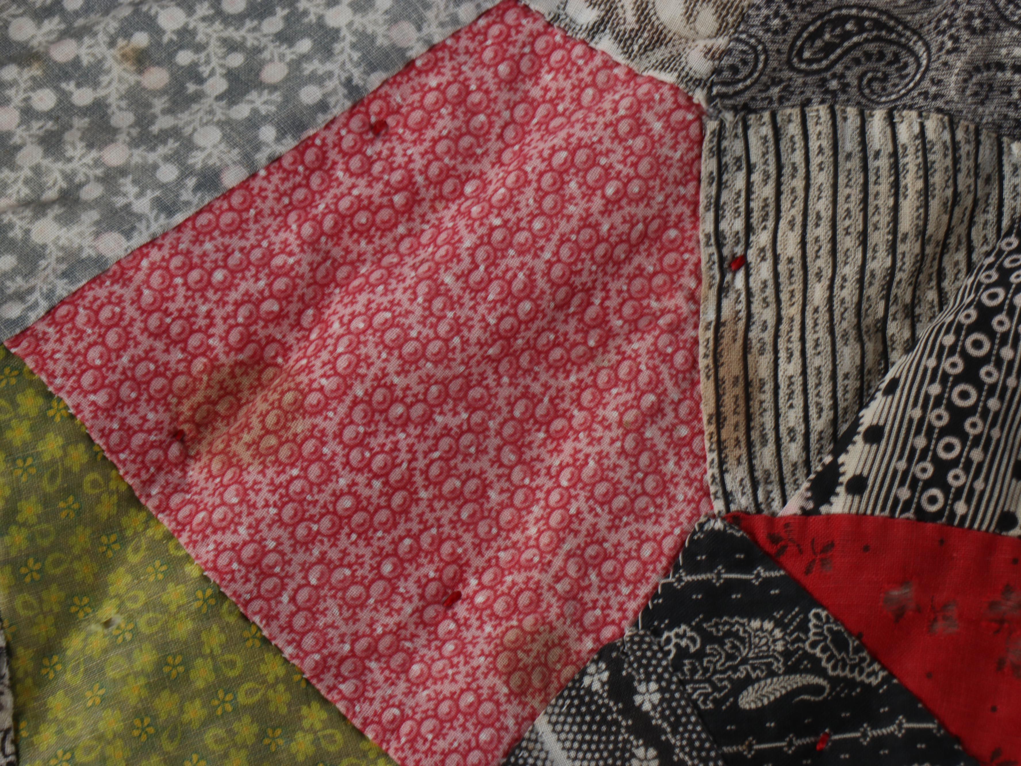 Hand-Pieced "Le Moyne Star" Quilt & "Victorian Crazy Quilt" Scrappy Pieced Quilt