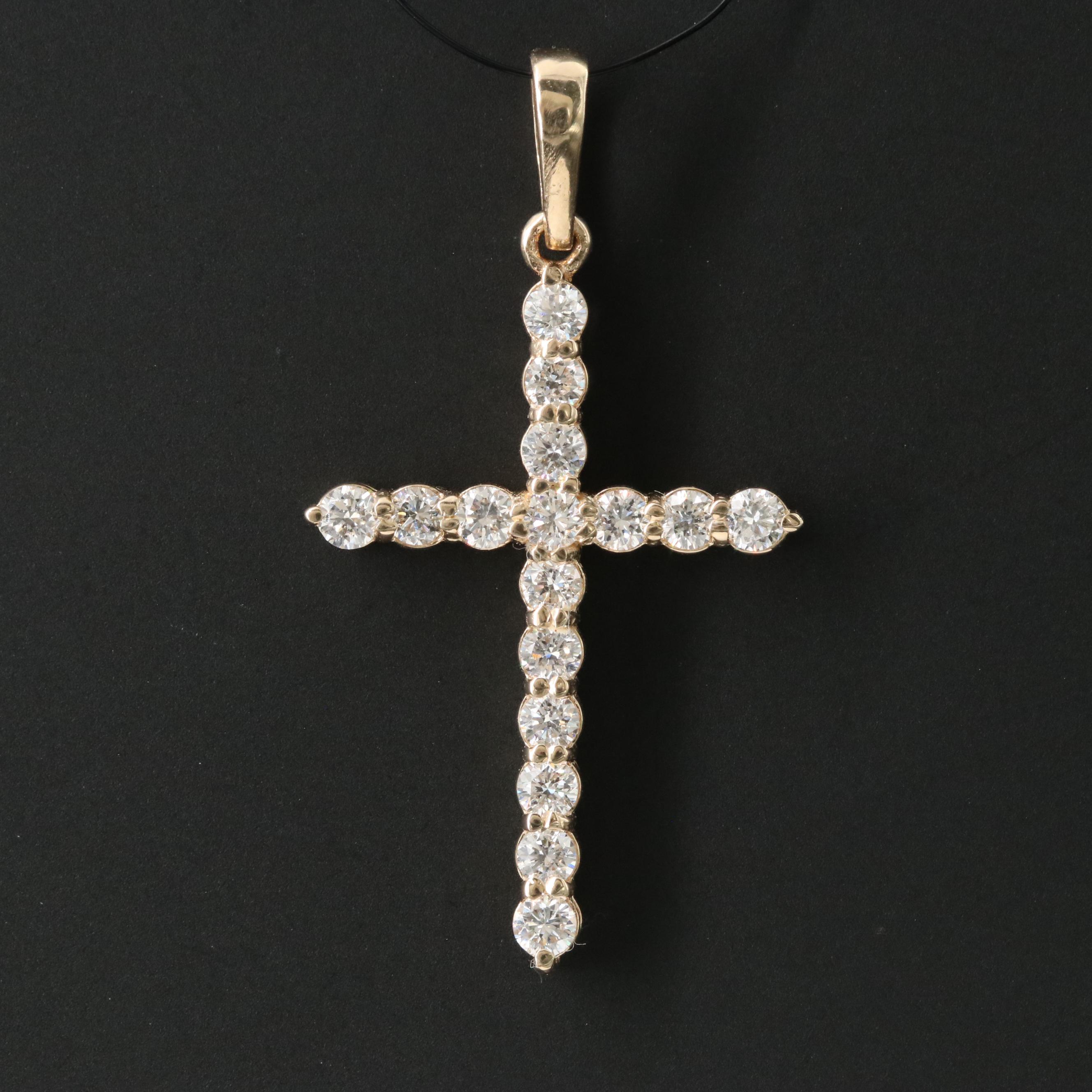 14K 0.73 CTW Lab Grown Diamond Cross Pendant