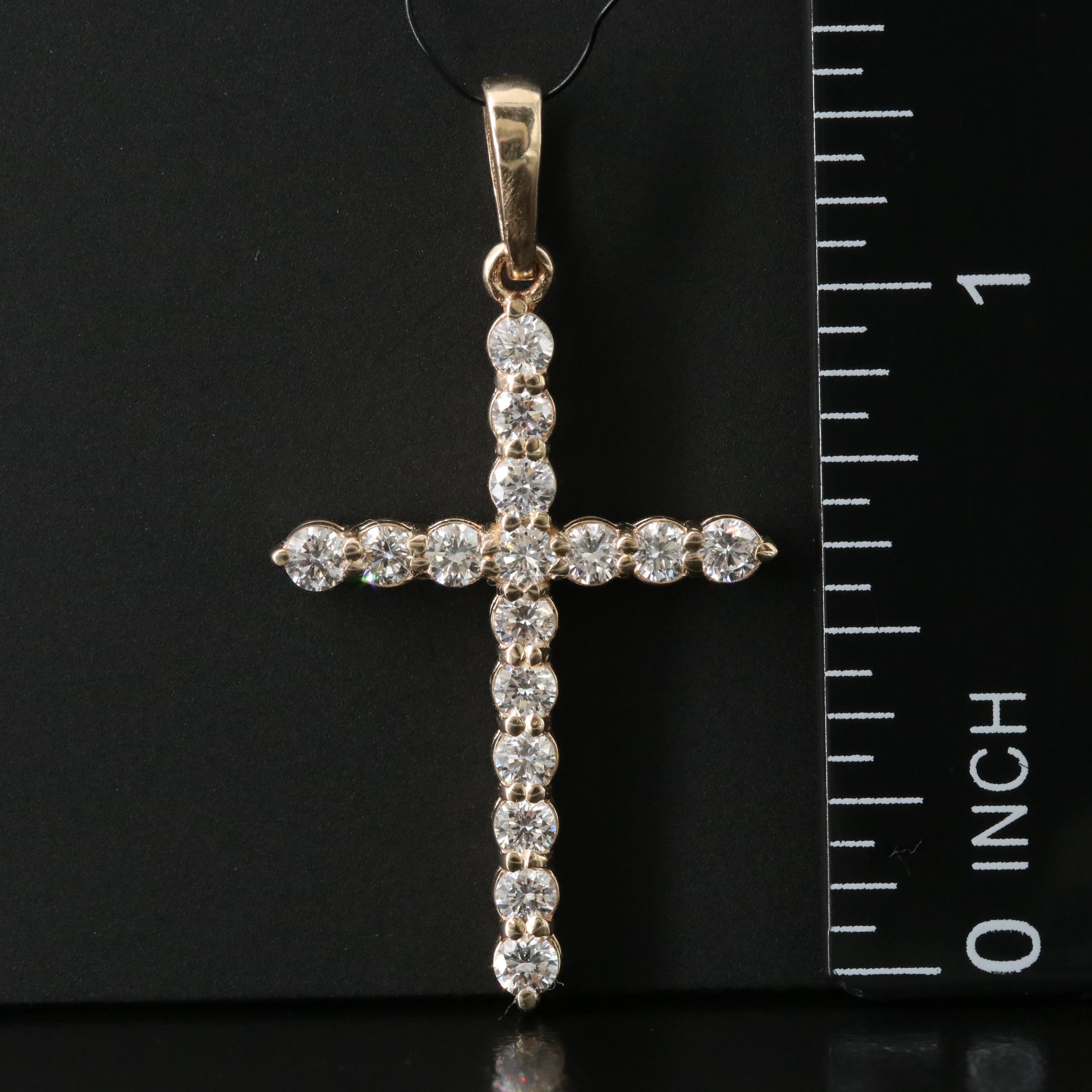 14K 0.73 CTW Lab Grown Diamond Cross Pendant