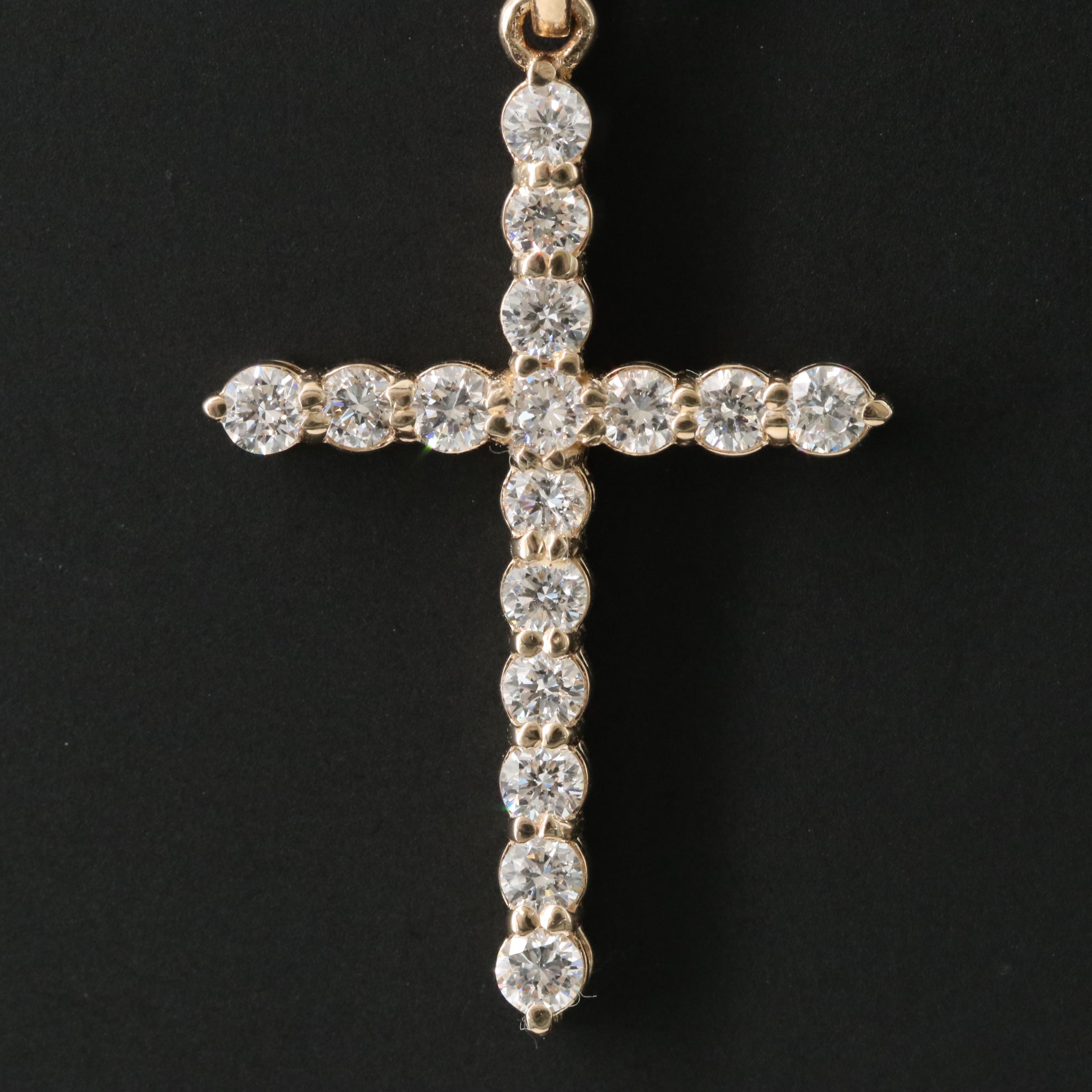 14K 0.73 CTW Lab Grown Diamond Cross Pendant