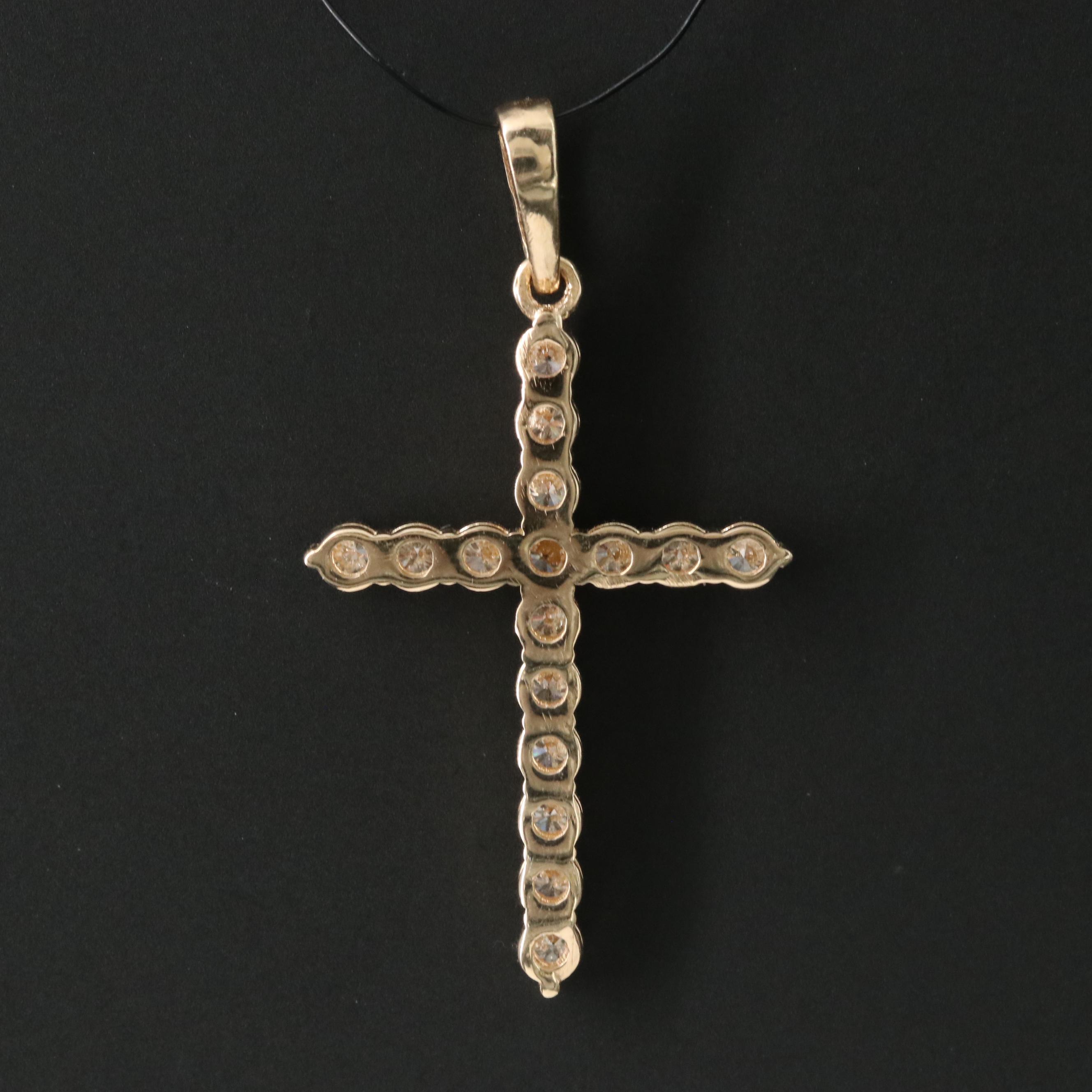 14K 0.73 CTW Lab Grown Diamond Cross Pendant