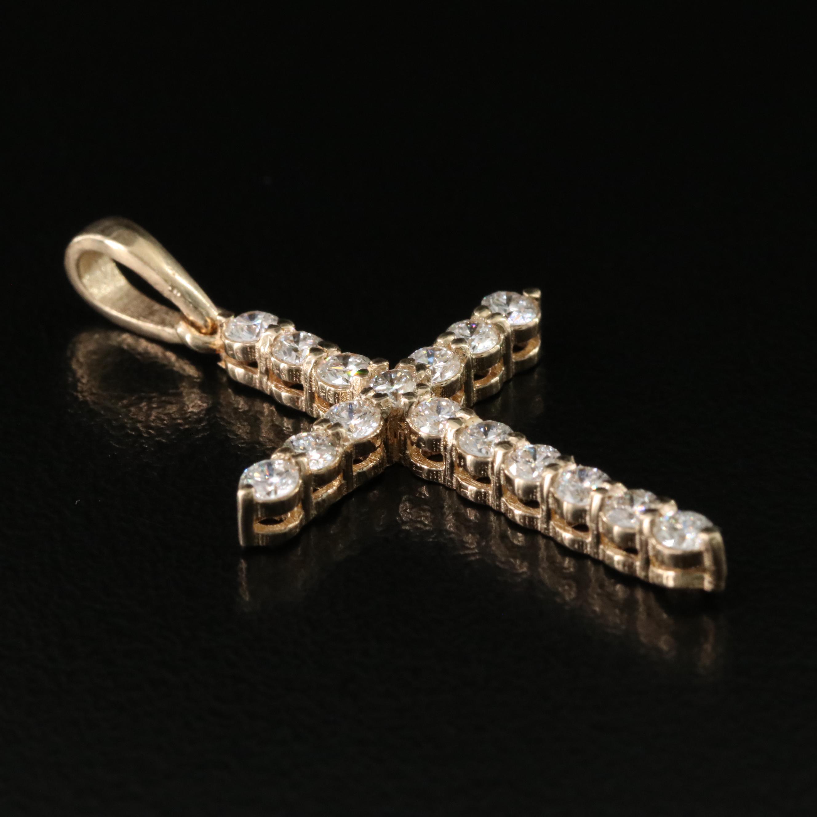 14K 0.73 CTW Lab Grown Diamond Cross Pendant