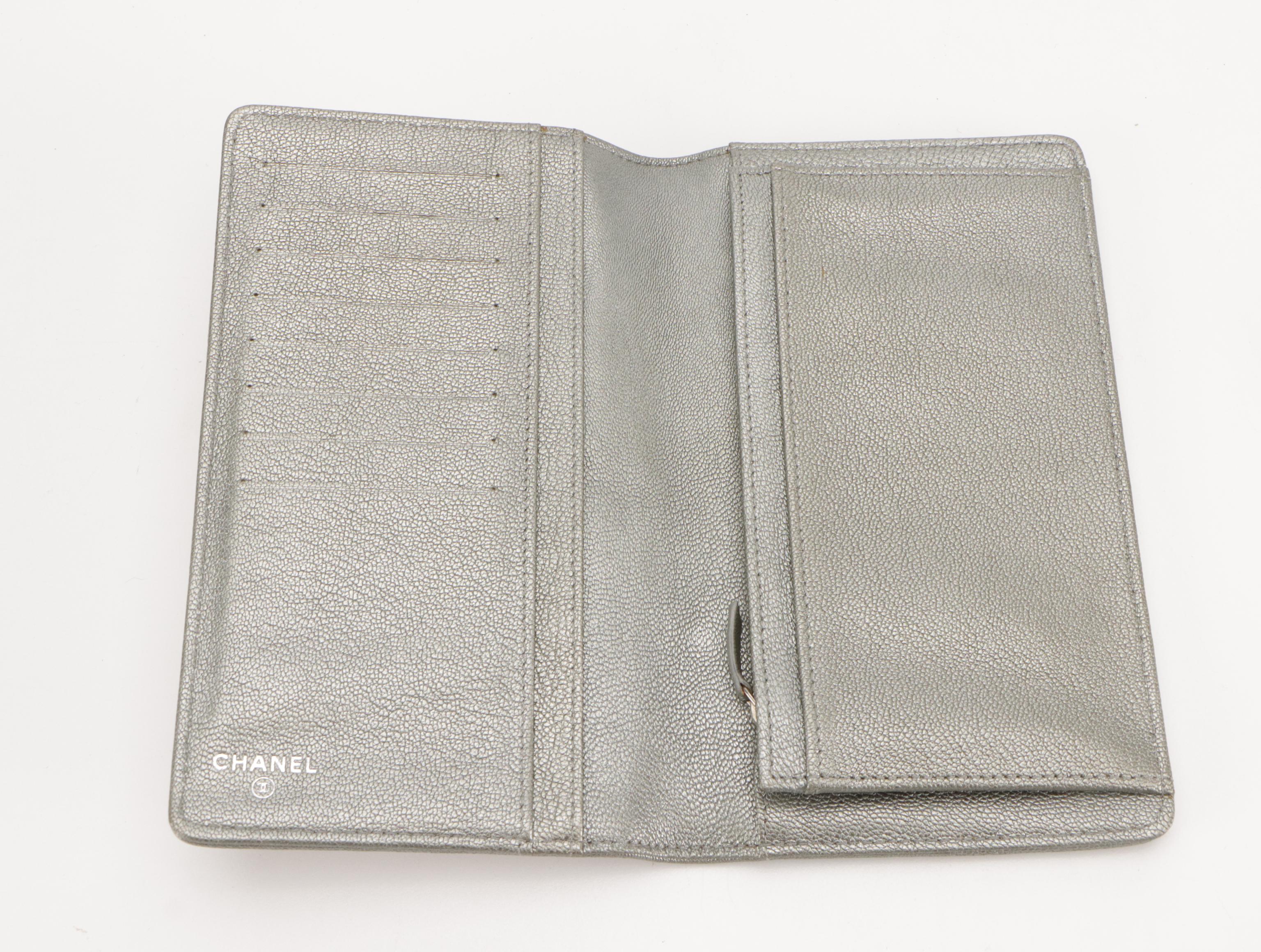 Chanel L Yen Wallet in Embossed Diamond Stitch Metallic Leather with Box