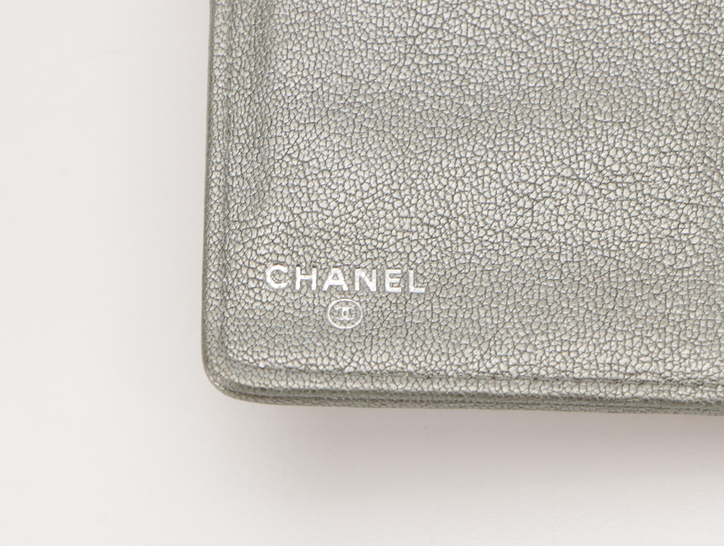 Chanel L Yen Wallet in Embossed Diamond Stitch Metallic Leather with Box