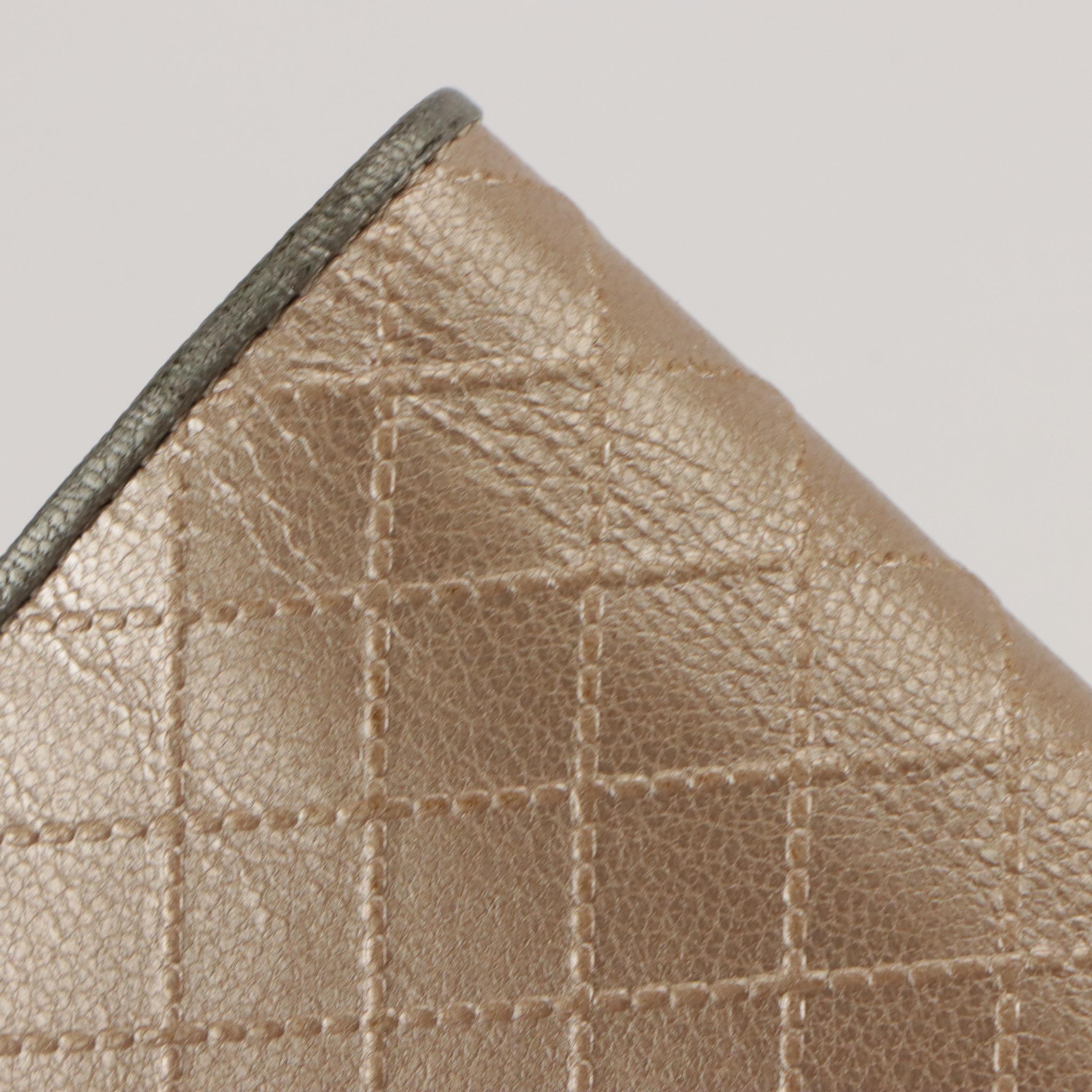 Chanel L Yen Wallet in Embossed Diamond Stitch Metallic Leather with Box