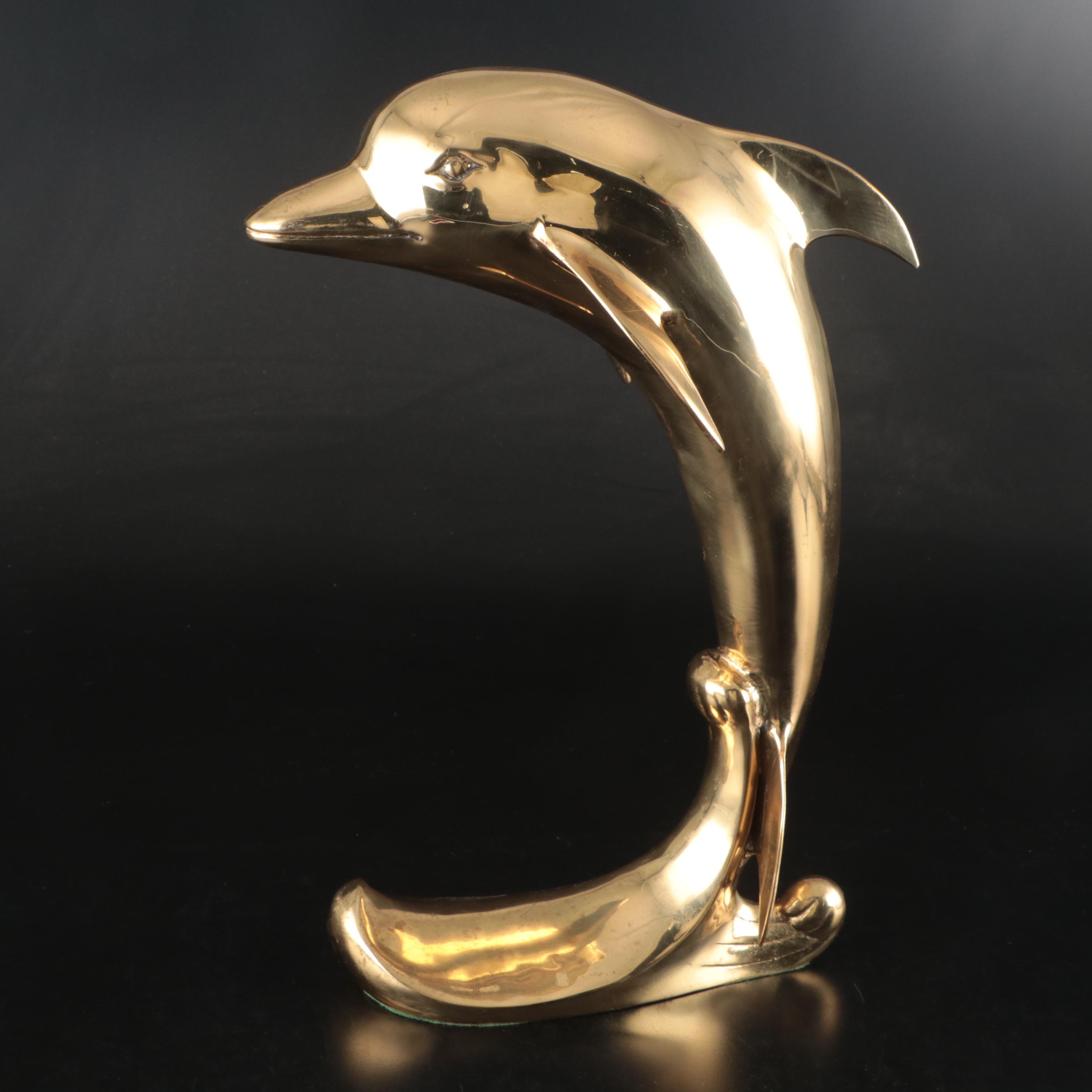 Mid Century Modern Style Brass Dolphin