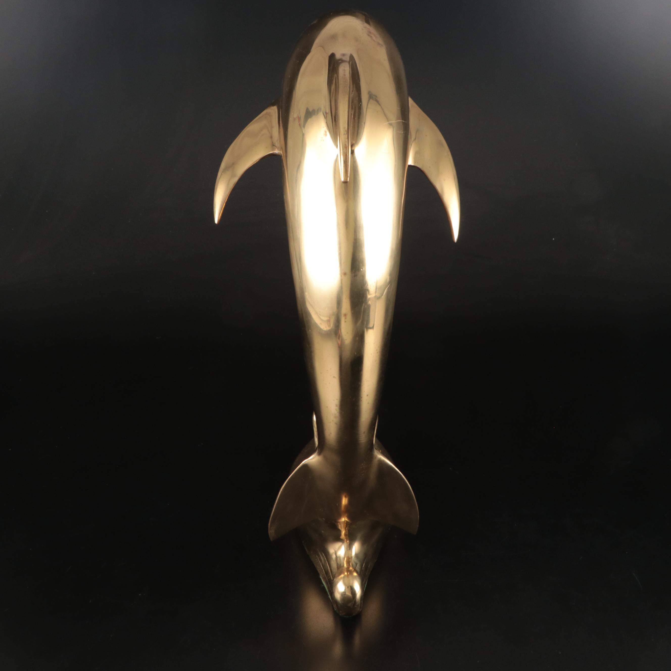 Mid Century Modern Style Brass Dolphin