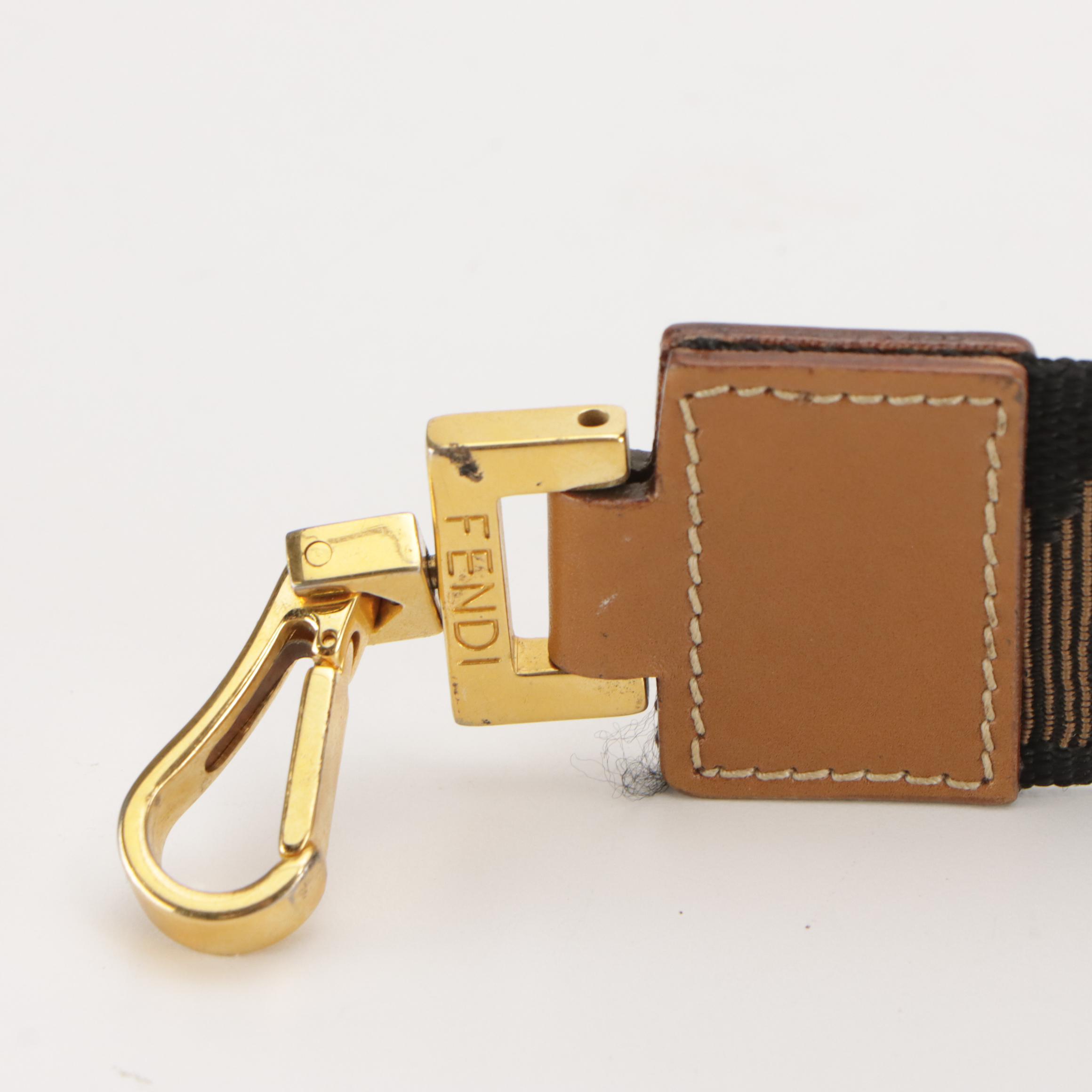 Fendi Roma Canvas Strap with Brown Leather Detailing