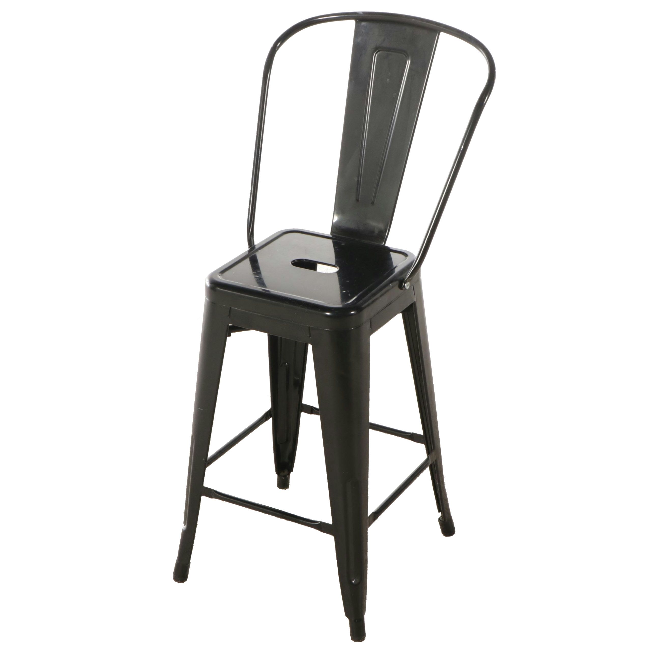Industrial Style Black Metal Barstool