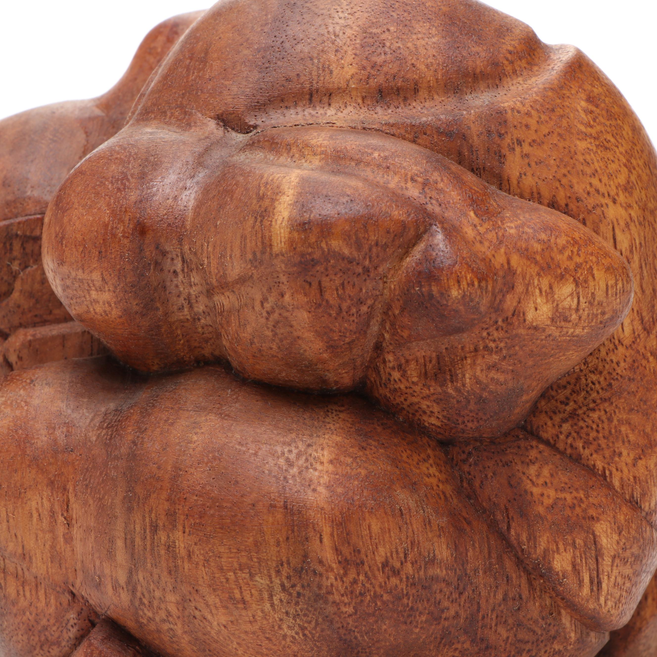 Carved Mango Wood Weeping Yogi "Orang Malu" Figure