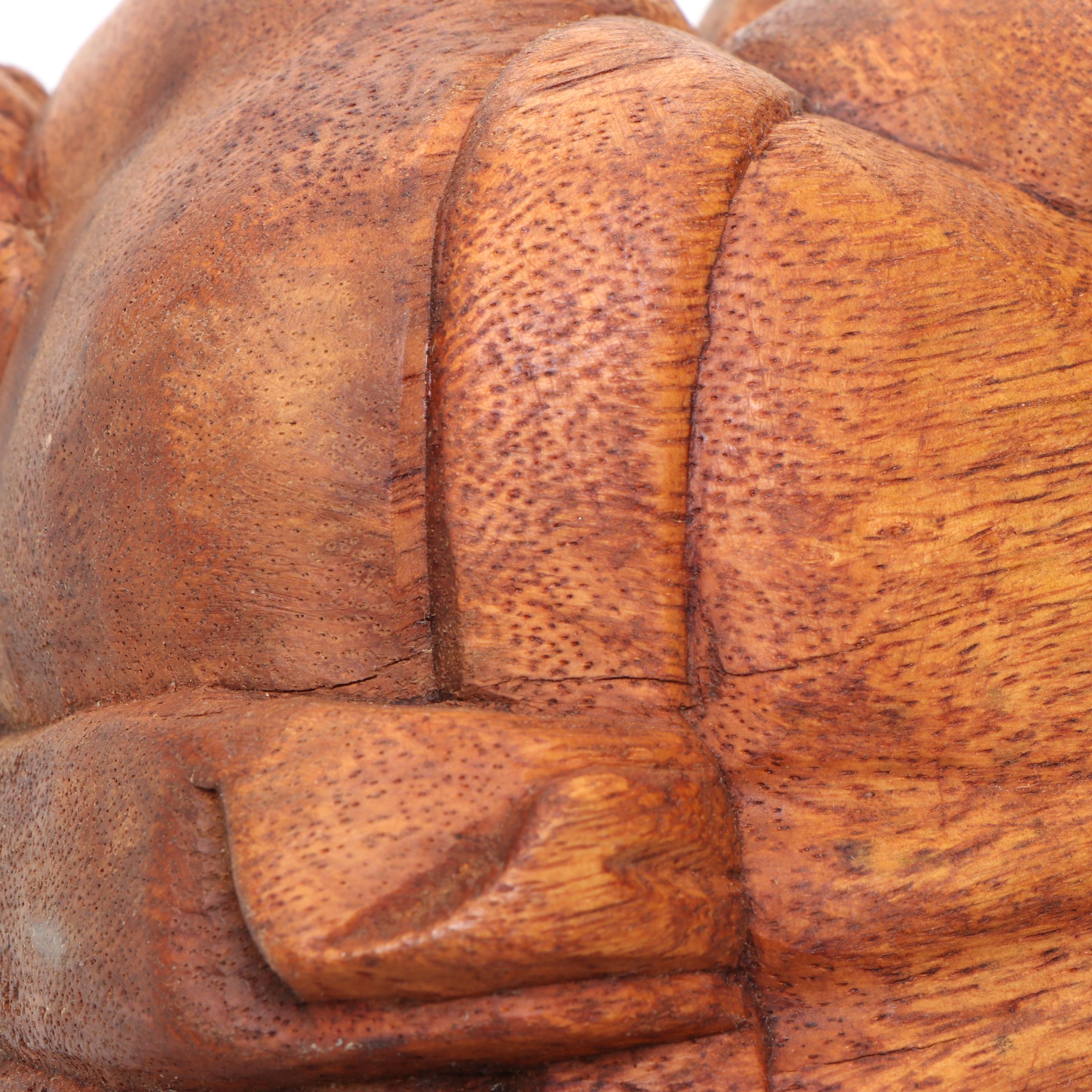 Carved Mango Wood Weeping Yogi "Orang Malu" Figure