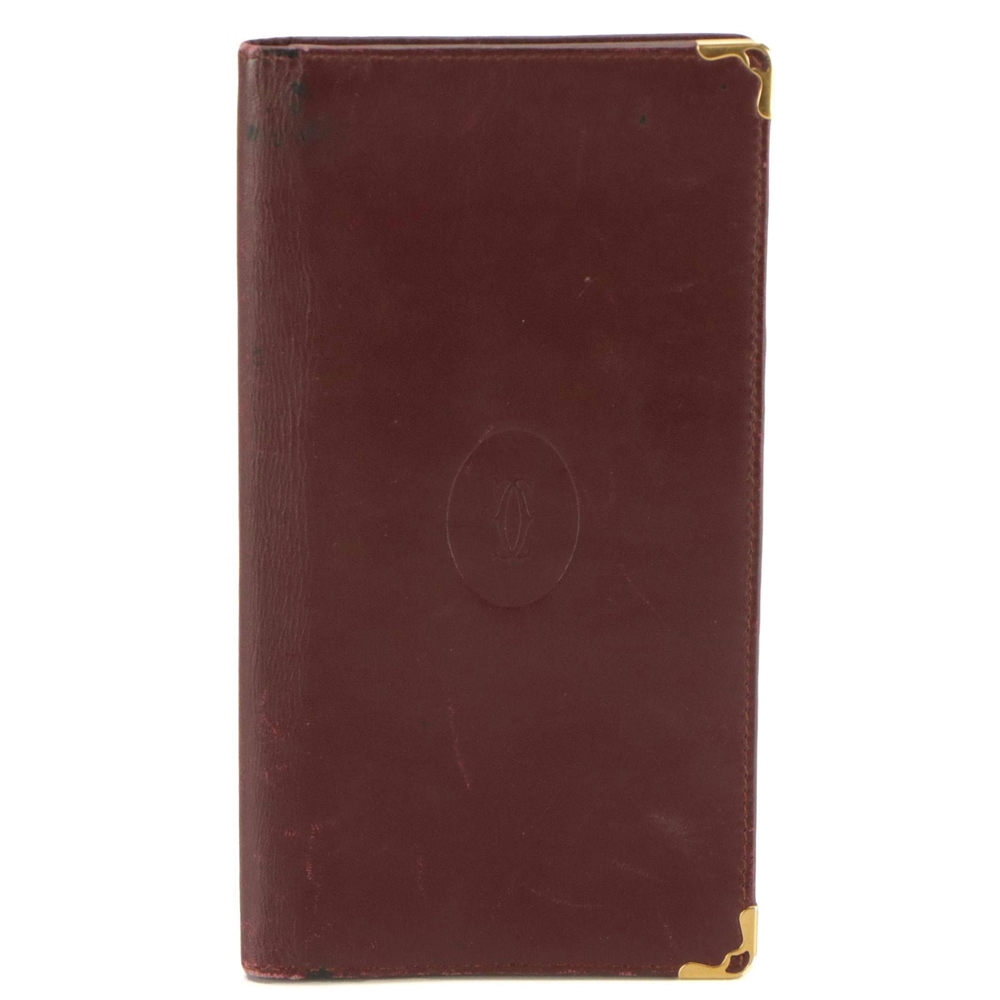 Cartier Bifold Long Wallet in Burgundy Leather