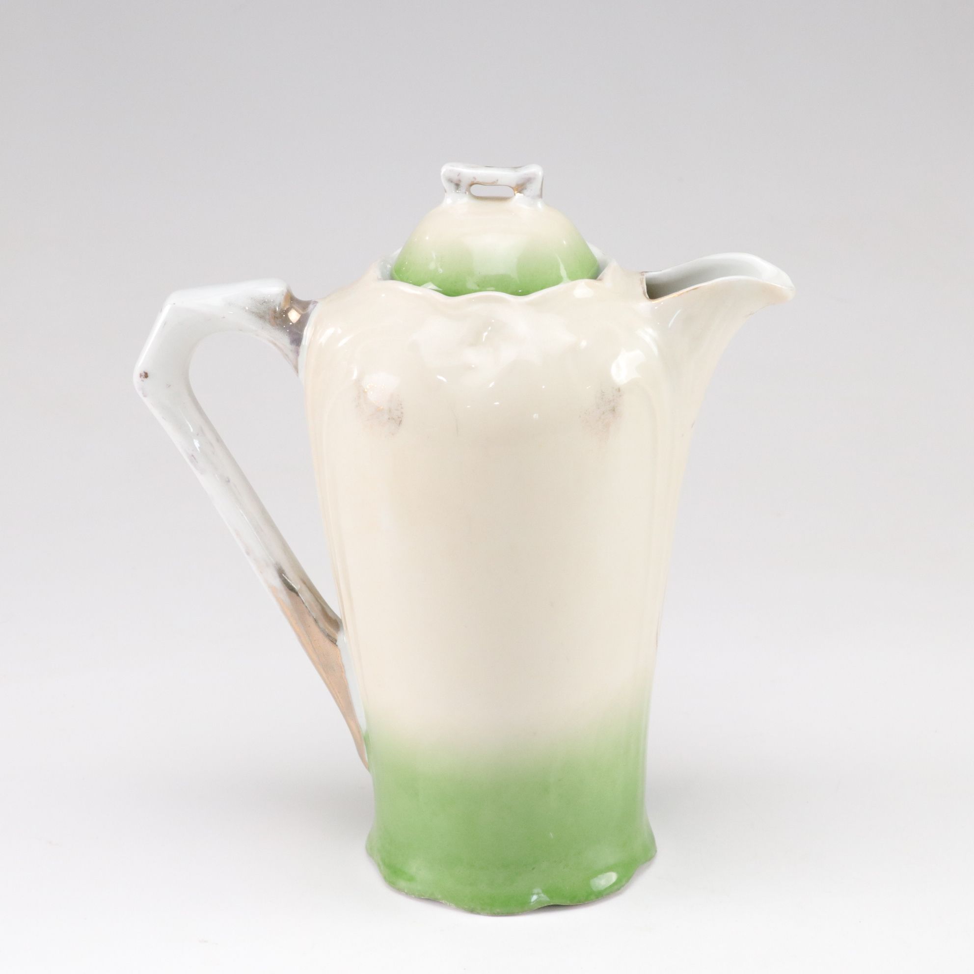 German E. & R. Gilt Porcelain Teapot with Demitasse Cups and Saucers