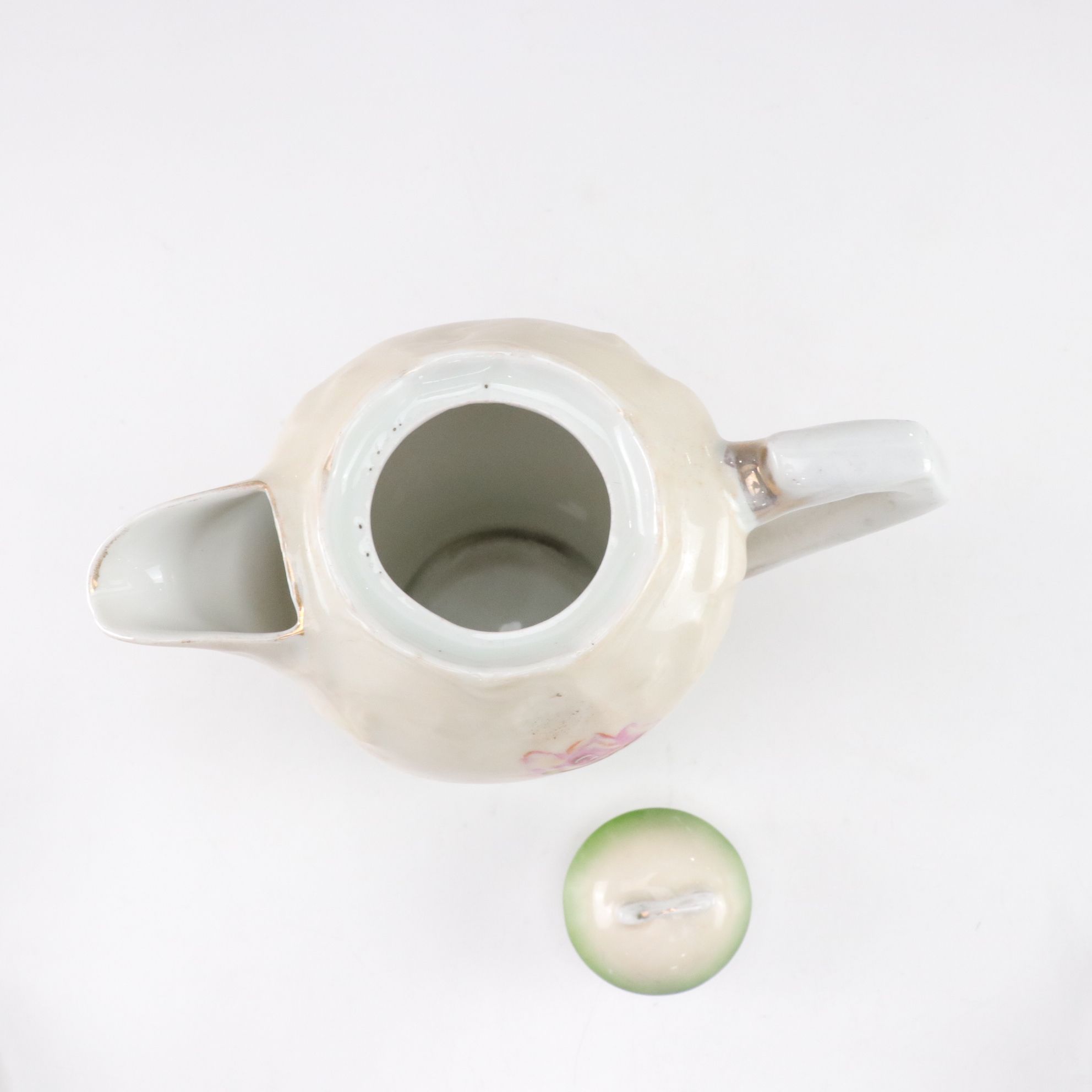 German E. & R. Gilt Porcelain Teapot with Demitasse Cups and Saucers