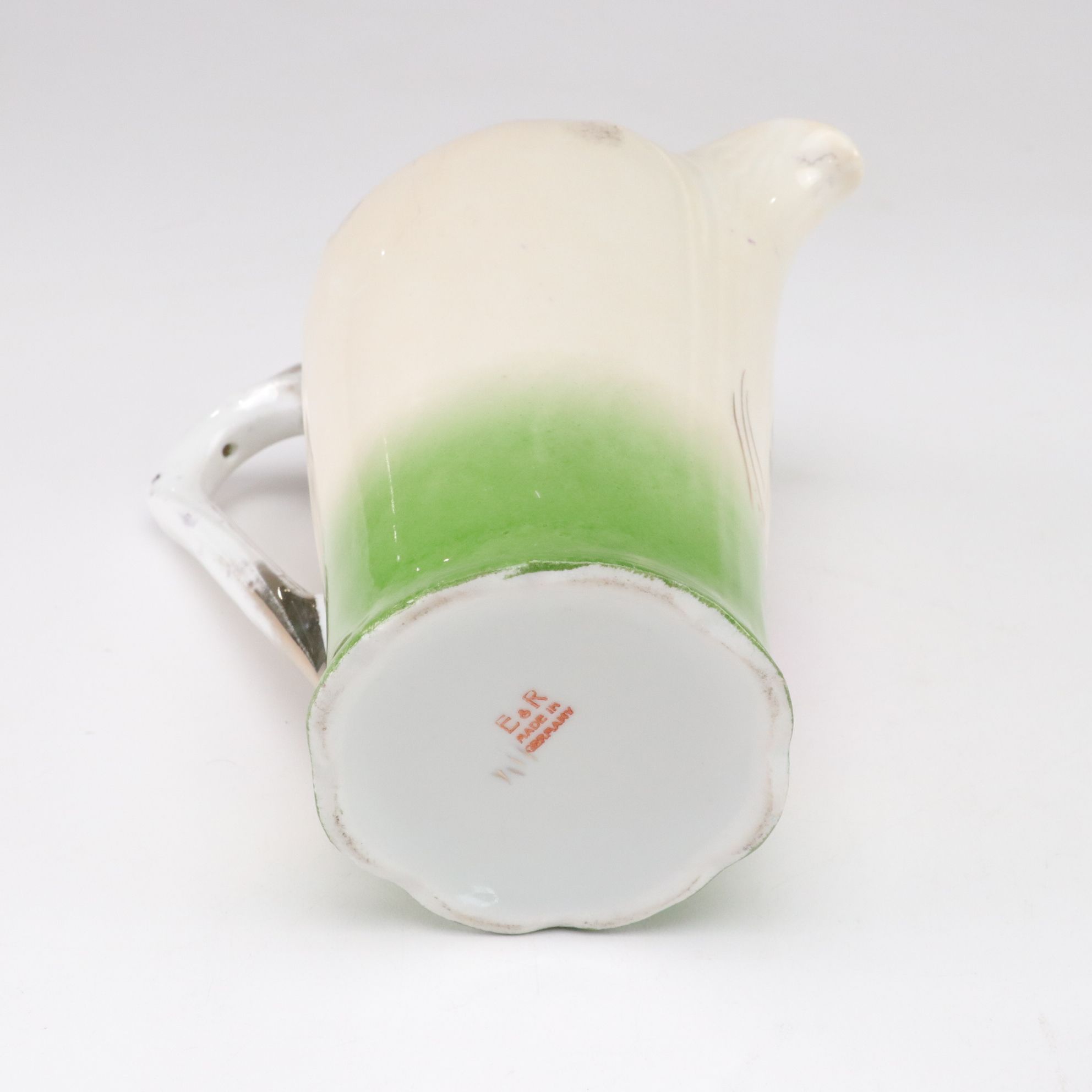 German E. & R. Gilt Porcelain Teapot with Demitasse Cups and Saucers