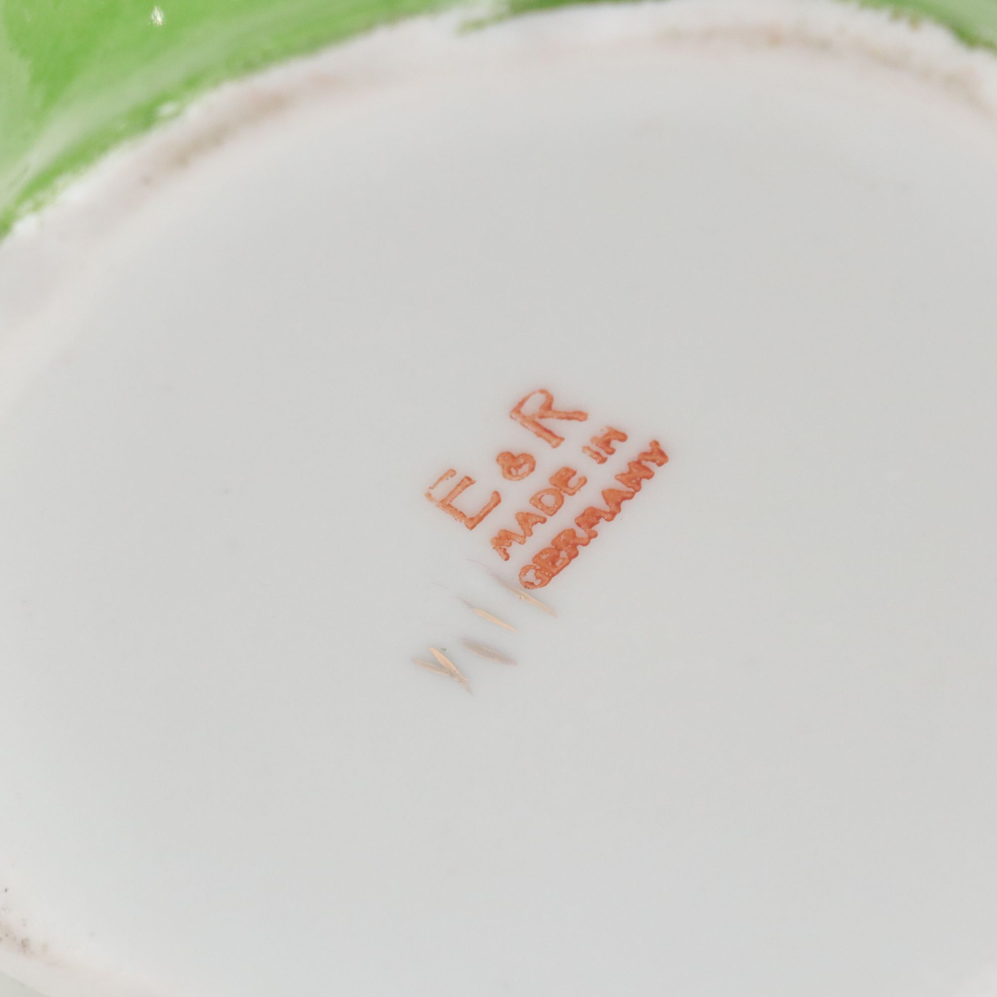 German E. & R. Gilt Porcelain Teapot with Demitasse Cups and Saucers