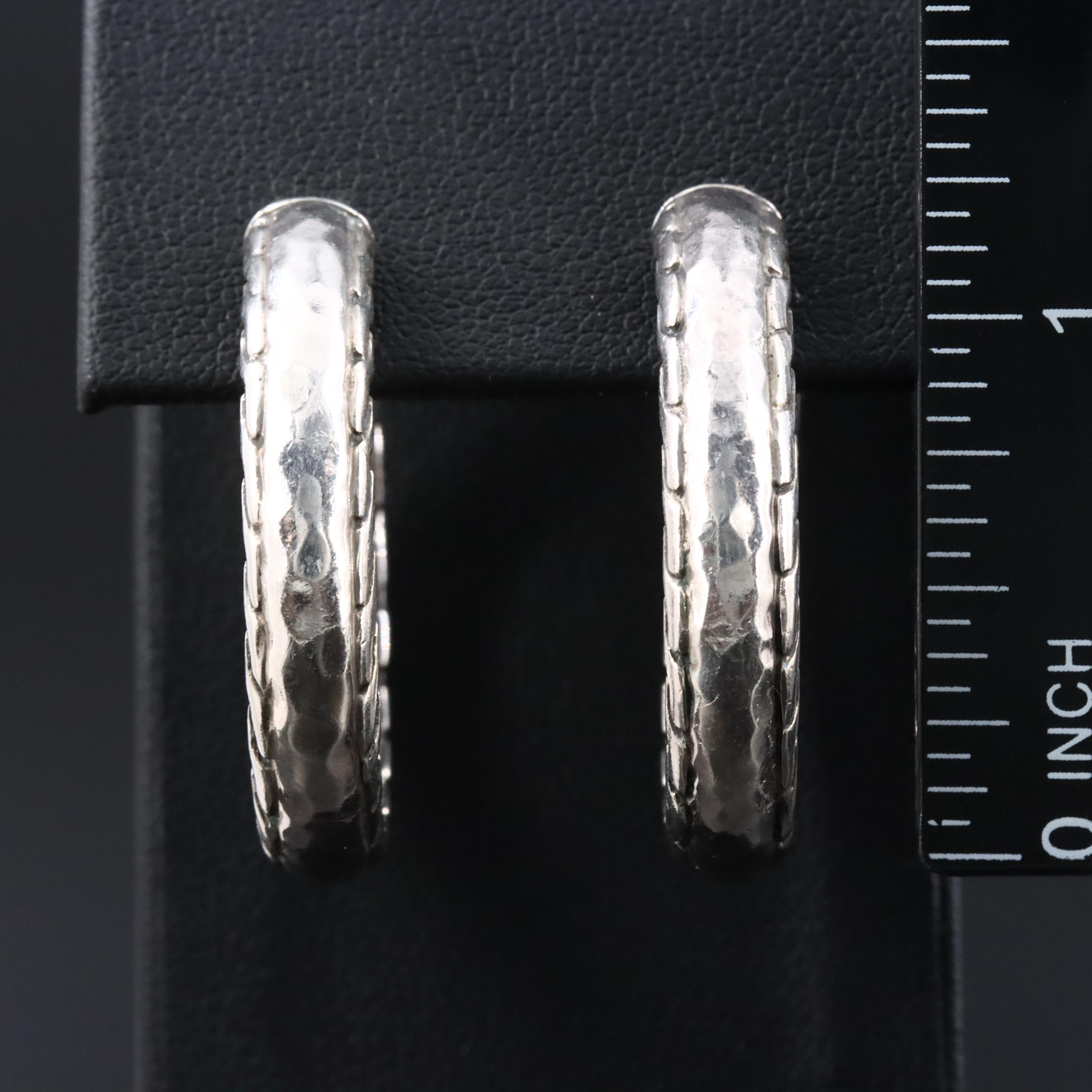 John Hardy Palu Sterling Hammered Hoop Earrings